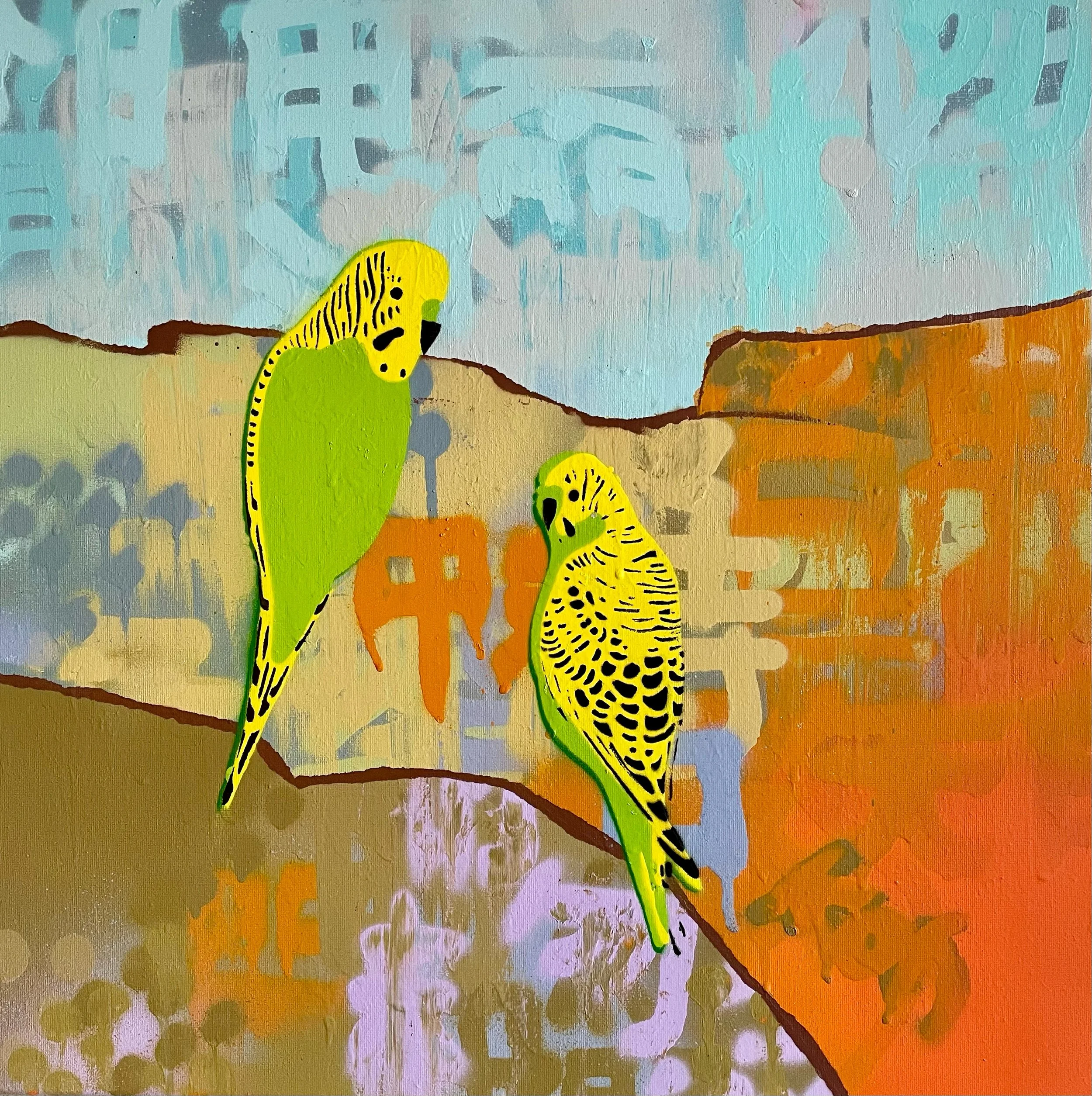 Two Green And Gold Budgies in the bush.jpg