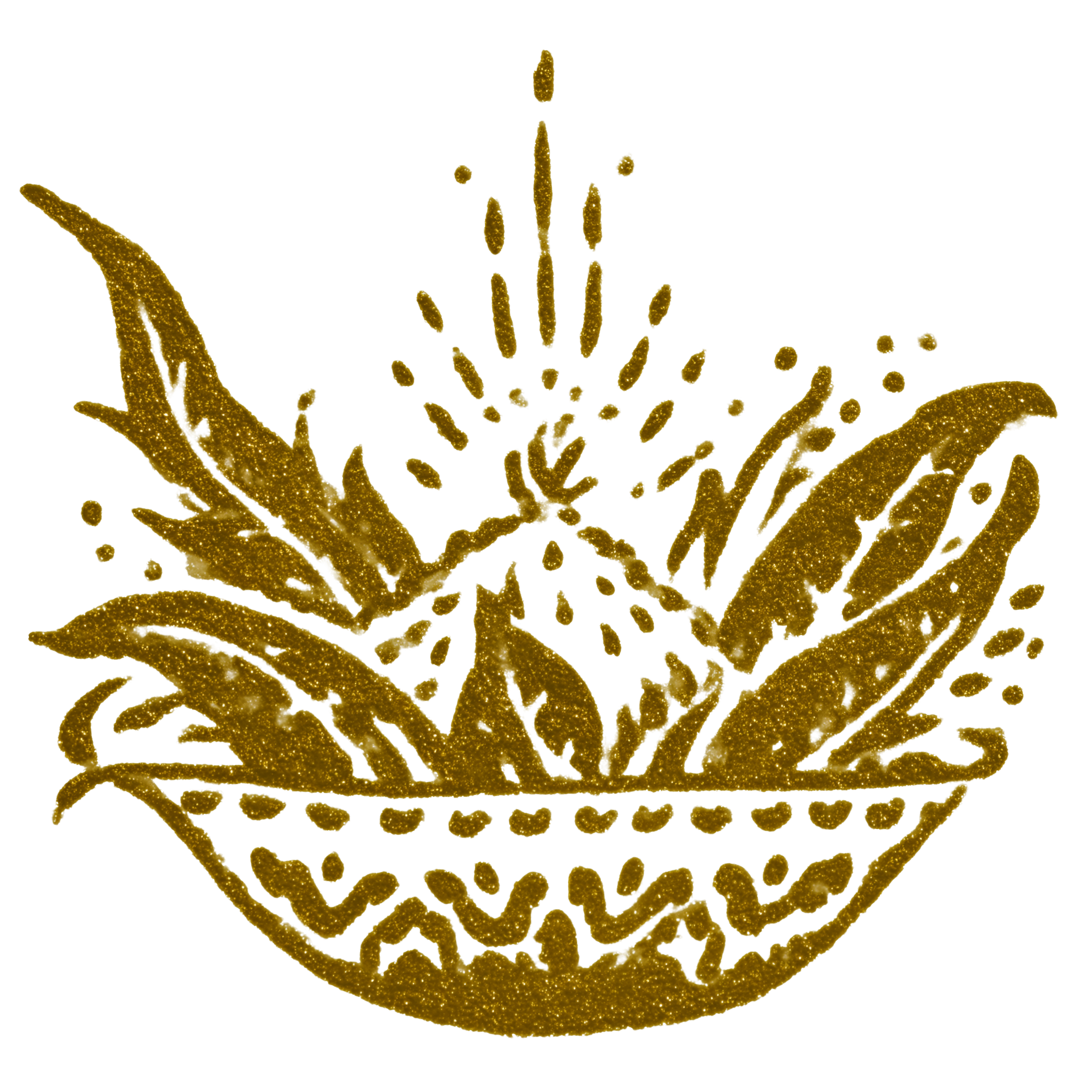 Close-up view of tiny, golden-brown grains or particles on a metallic surface with a black background.