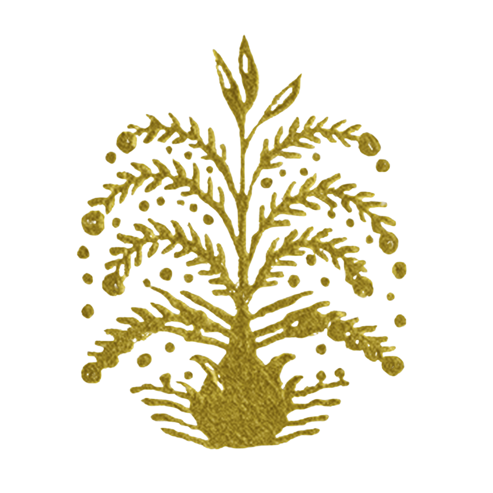 Gold embroidered Christmas tree ornament