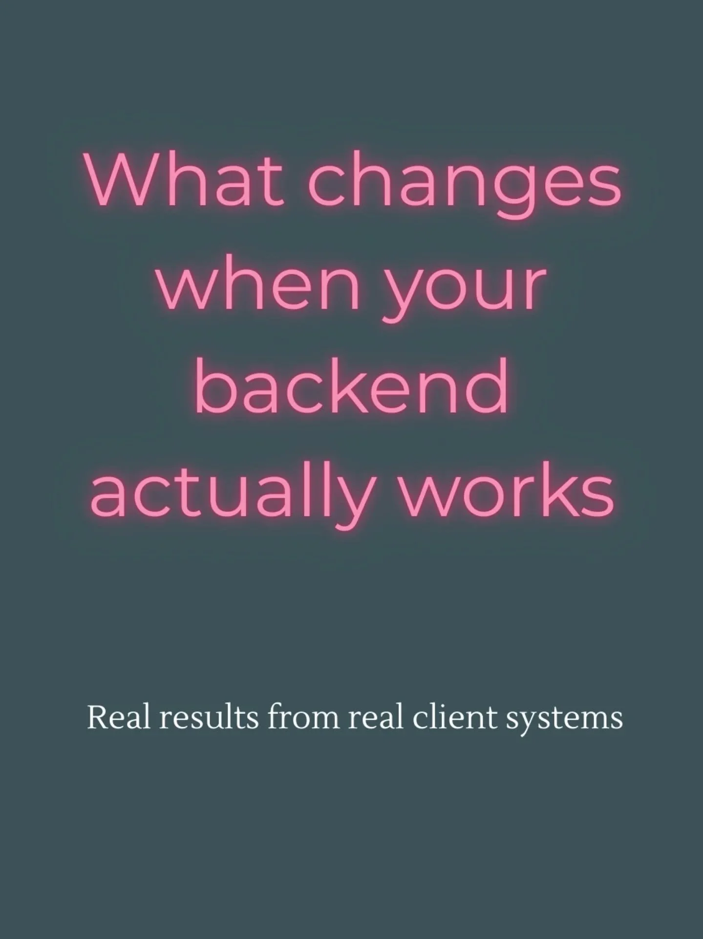 Most people think better systems mean more complexity.
It's the opposite.

When the backend is built correctly:
 &bull; Clients know what's happening
 &bull; Payments happen on time
 &bull; You're not mentally tracking everything

The goal isn't perf