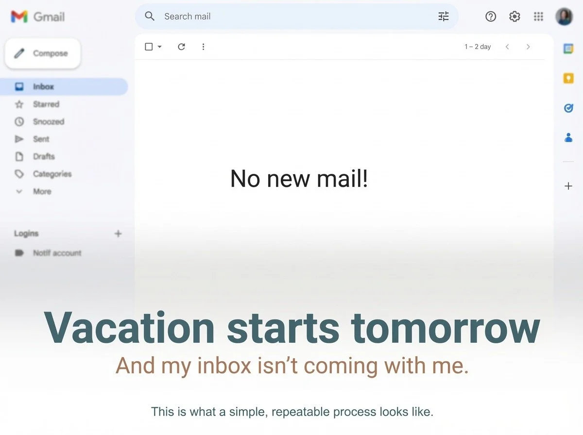 Vacation starts tomorrow. And my inbox is staying home.

No &ldquo;I&rsquo;ll reply tonight&rdquo; emails.
No half-finished drafts.
No little mental tabs open in my brain while I&rsquo;m trying to relax.

This is what happens when you have a repeatab