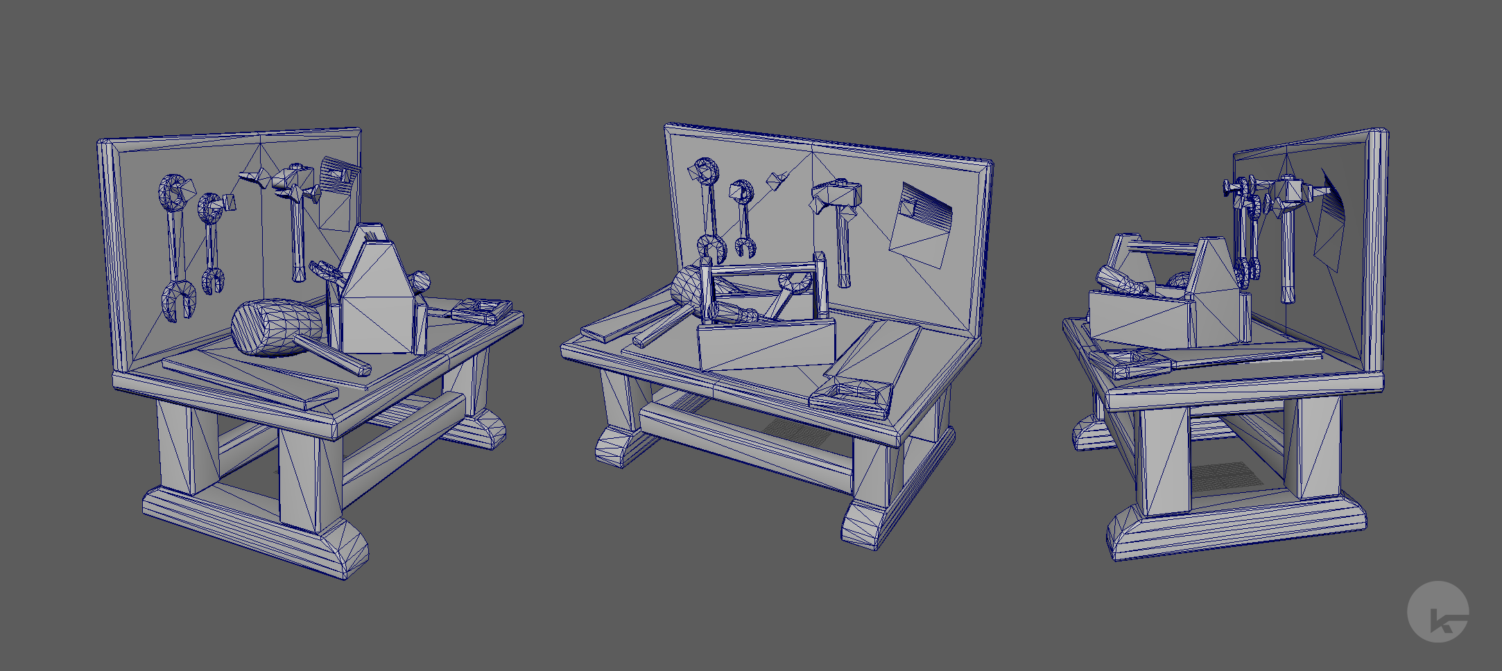 Low poly model for the crafting bench.