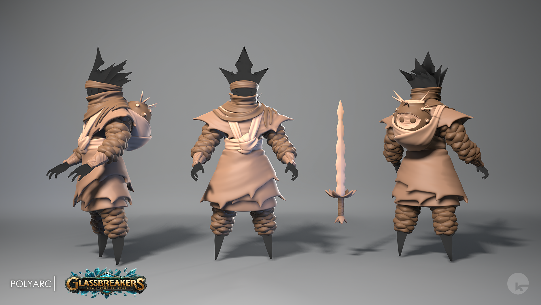 High resolution sculpt. Dark areas of the figure represent parts of the model that didn't require high poly details or were unchanged from the base skin.