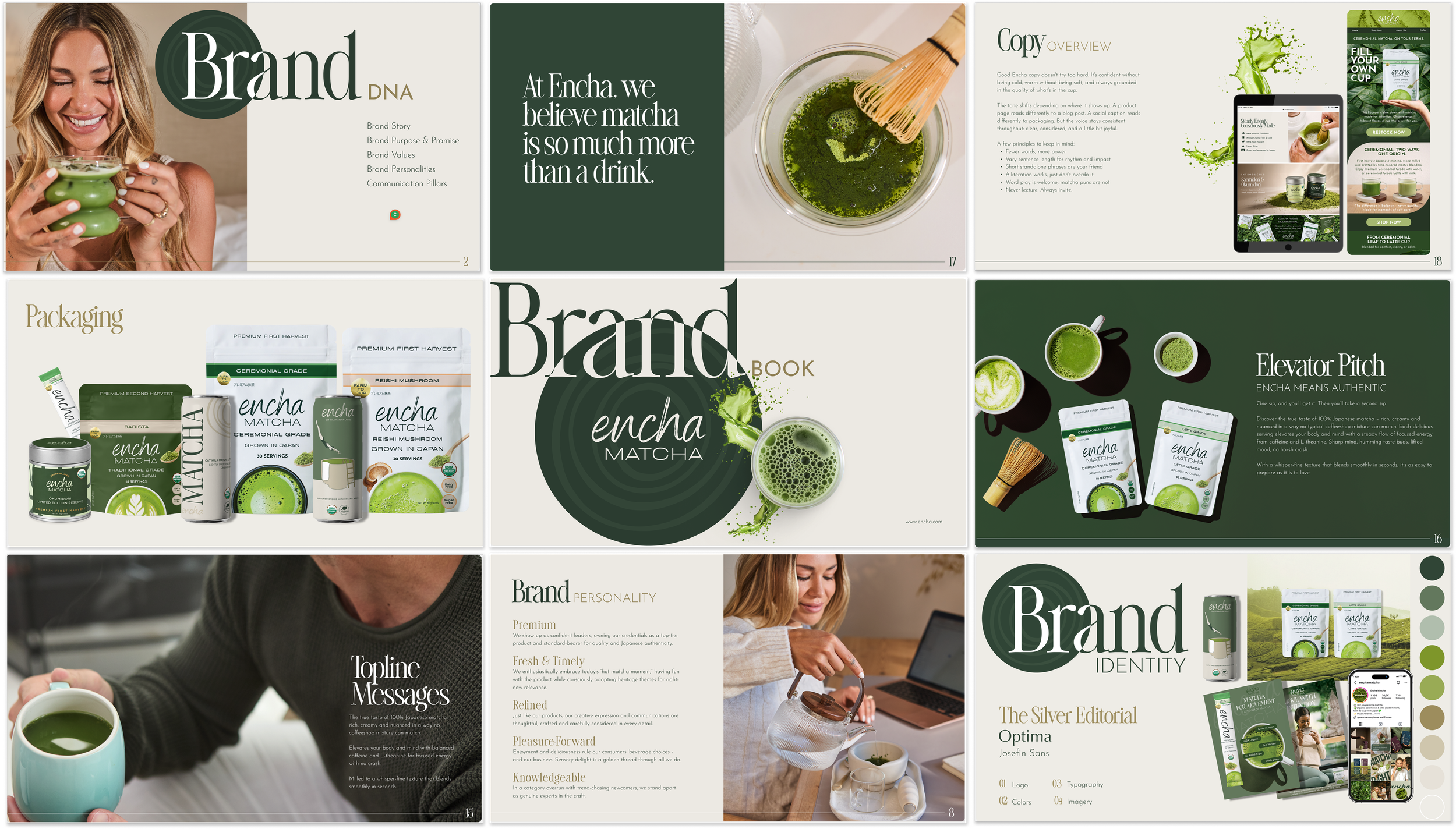 Encha brand architecture, Premium Ceremonial, Latte, and Barista archetypes