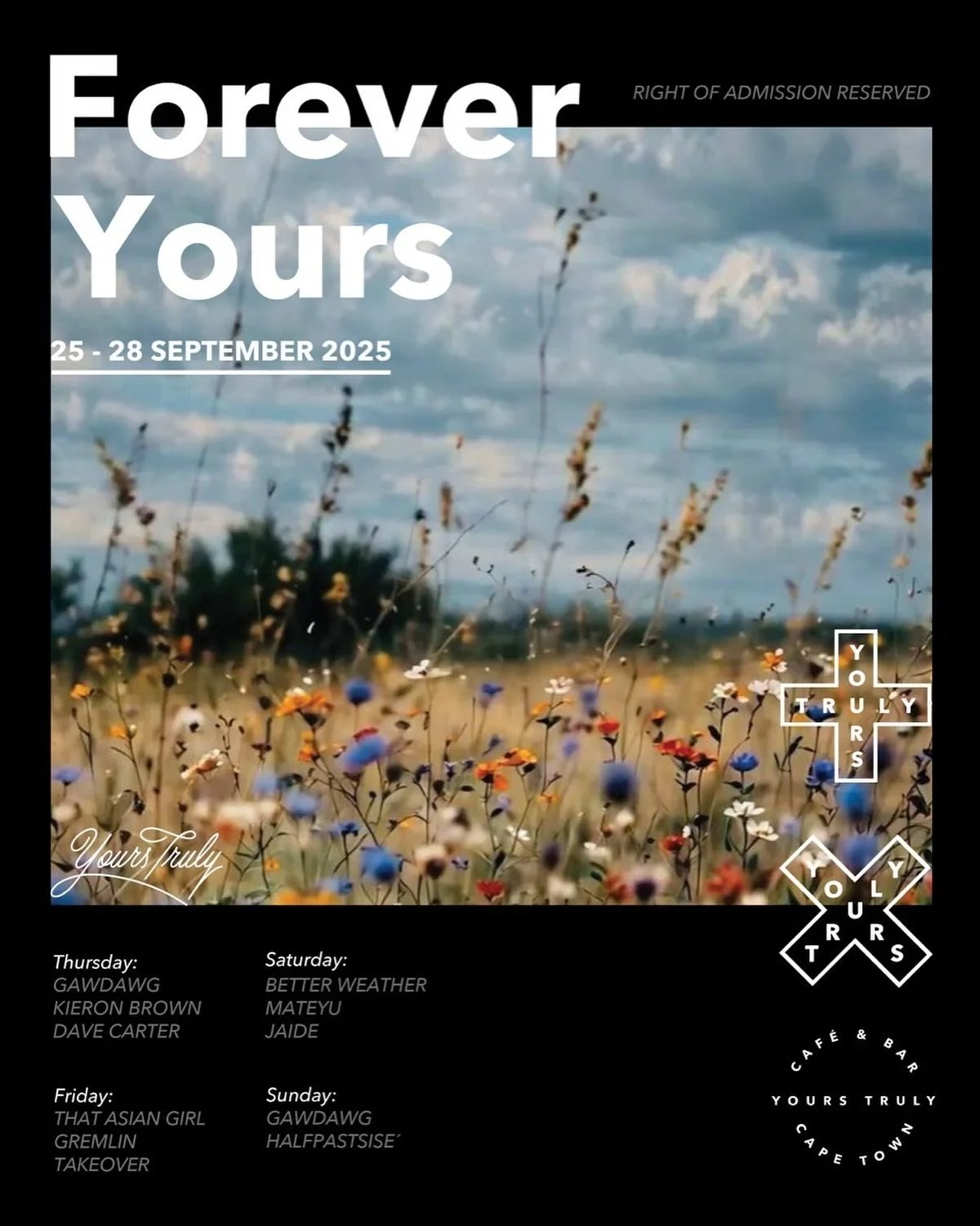 And we&rsquo;re at it again 🎵👏 This weekend is looking good 😊 

@yourstrulycafe #ytc #yourstruly #allyours #thisisyours #sametimetomorrow #restaurant #bar #capetown #southafrica @all.yours.co