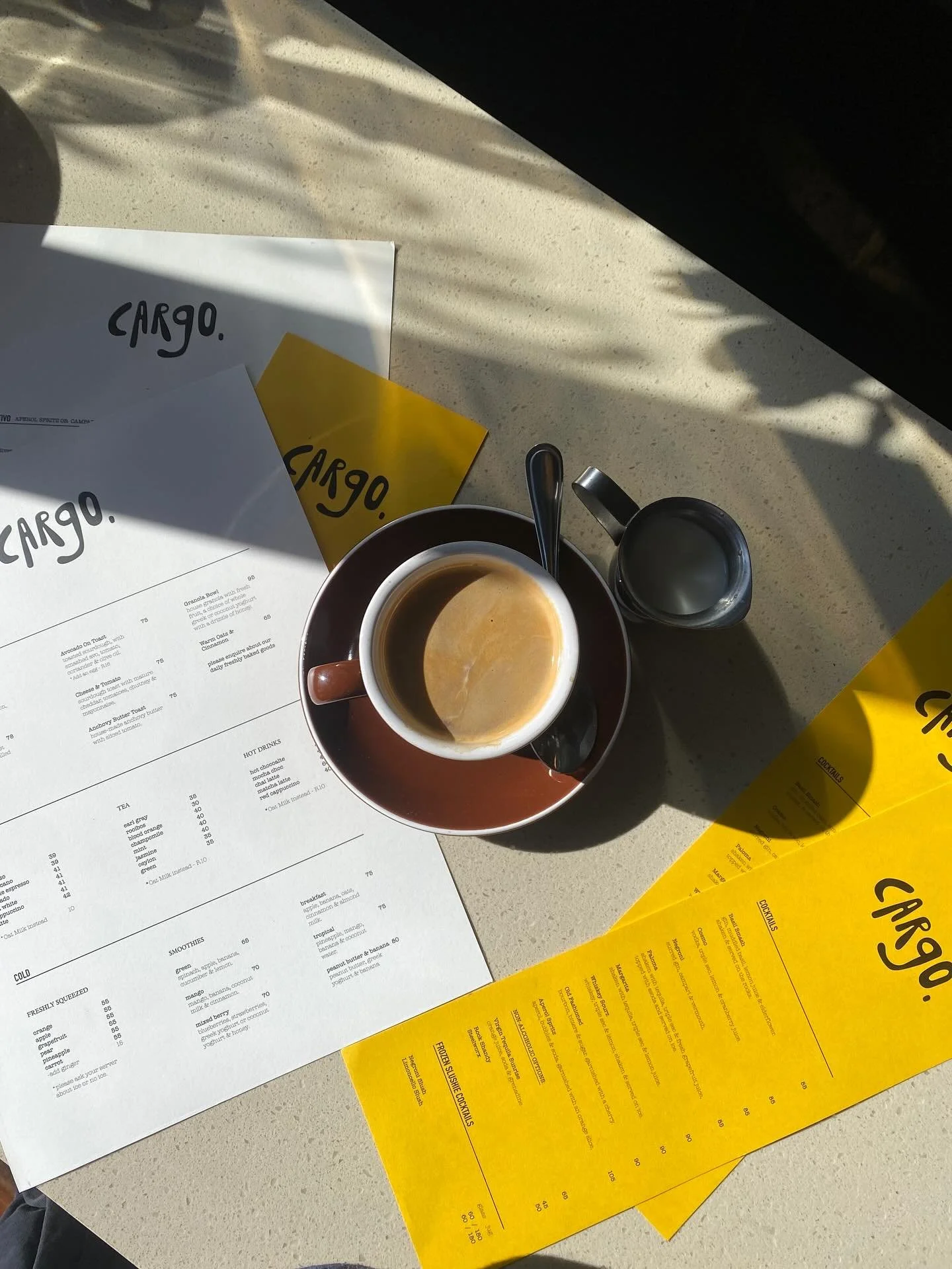 Up early??? Come and join us for your favourite morning cuppa ☕️🫶

We&rsquo;re open early everyday. Serving up a. Great mixed array of baked goods, juices, smoothies, breakfast, lunch &amp; dinner 🌿🍸

@c__a__r__g__o #cargo #cafe #restaurant #bar #