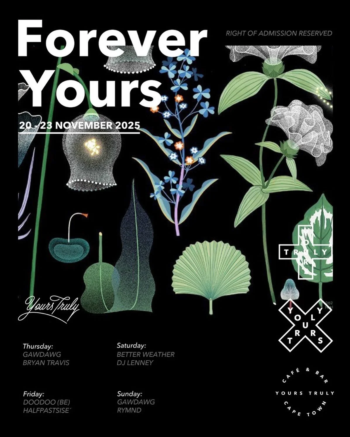 We&rsquo;ve got the good this weekend 🌿🪩☕️🎵🍸🍕

@yourstrulycafe #yt #yourstruly #allyours #thisisyours #sametimetomorrow #restaurant #bar #cafe #capetown #southafrica @all.yours.co