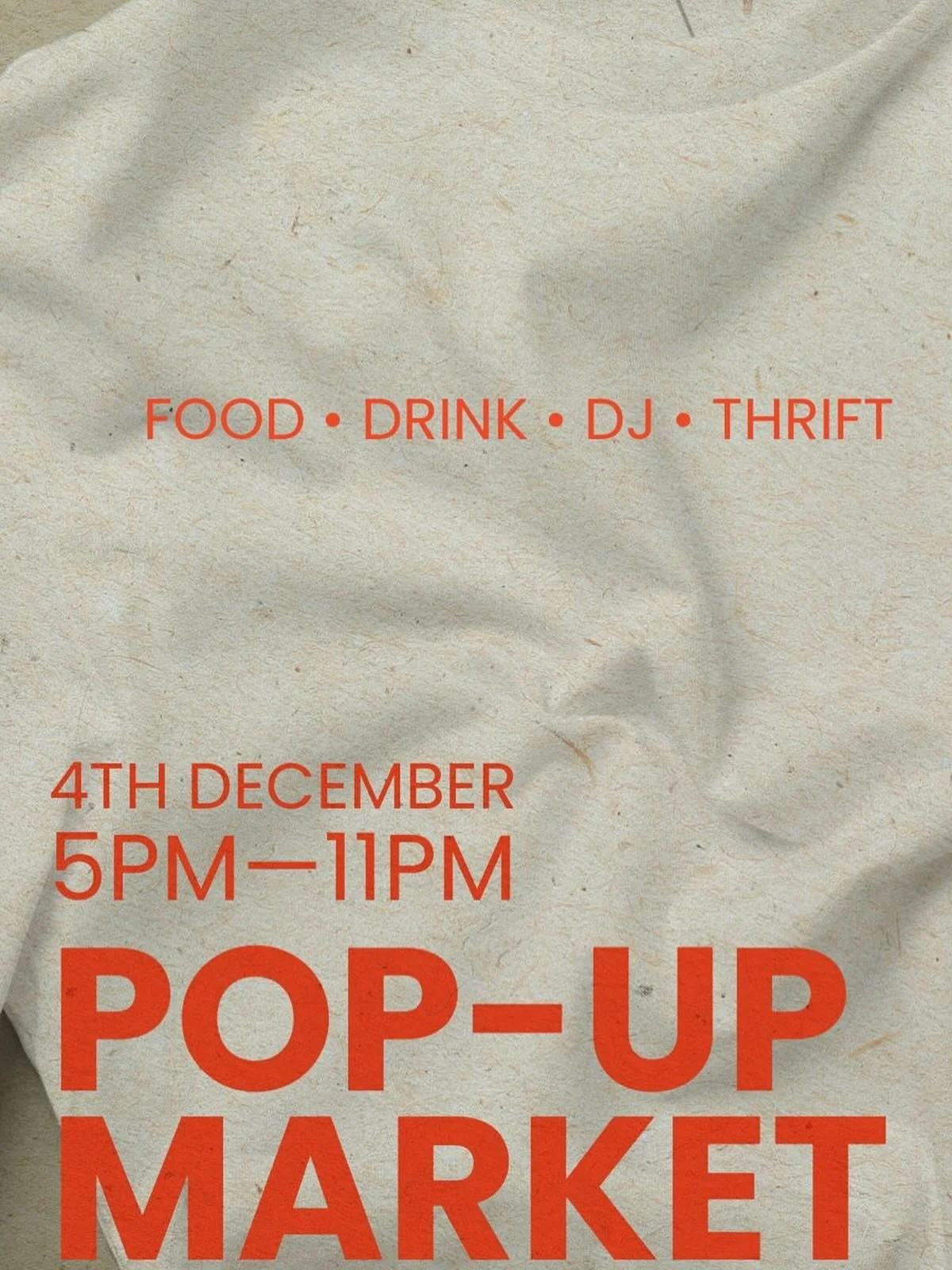 Don&lsquo;t miss your chance of cool thrift, delicious food, chilled drinks and great DJs 😎

🗓️ 4th December 
⏰ starting at 5pm&lsquo;ish
📍15 Kloof nek road, Gardens

Everyone is welcome 🫶