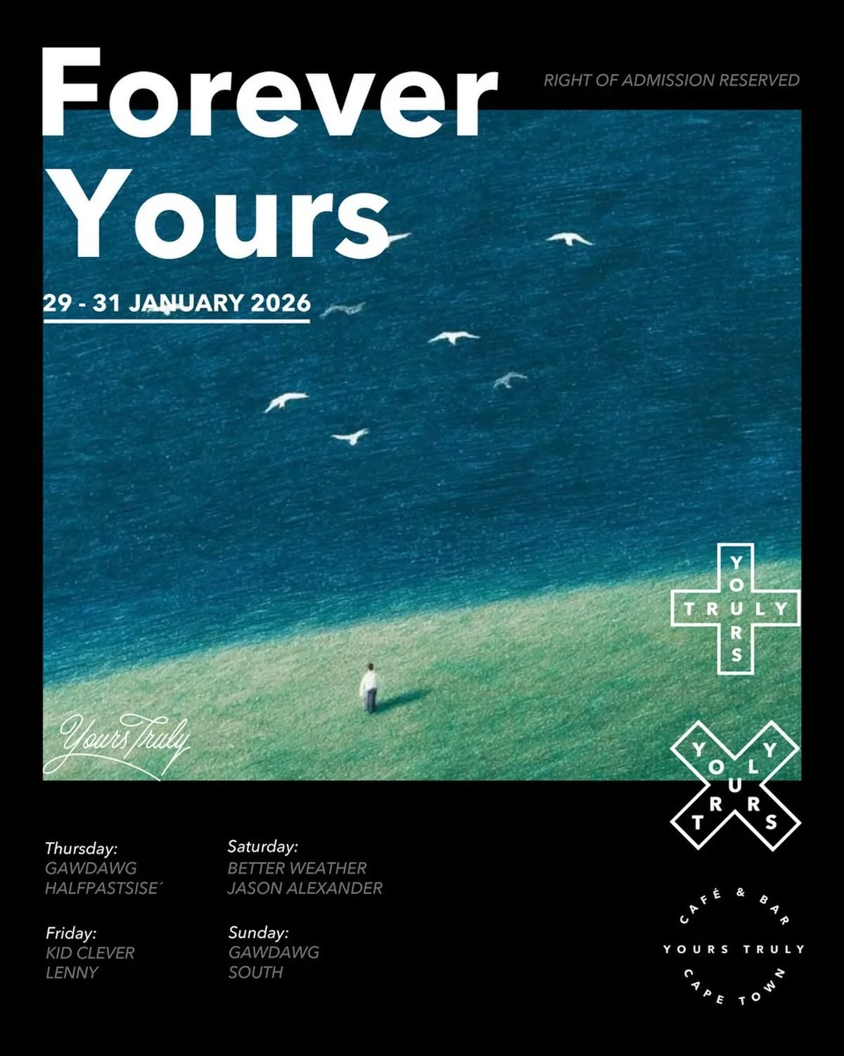 This weekend. Good times up ahead 🍸🪩🎵🌿

@yourstrulycafe #yourstruly #ytc #allyours #sametimetomorrow @all.yours.co