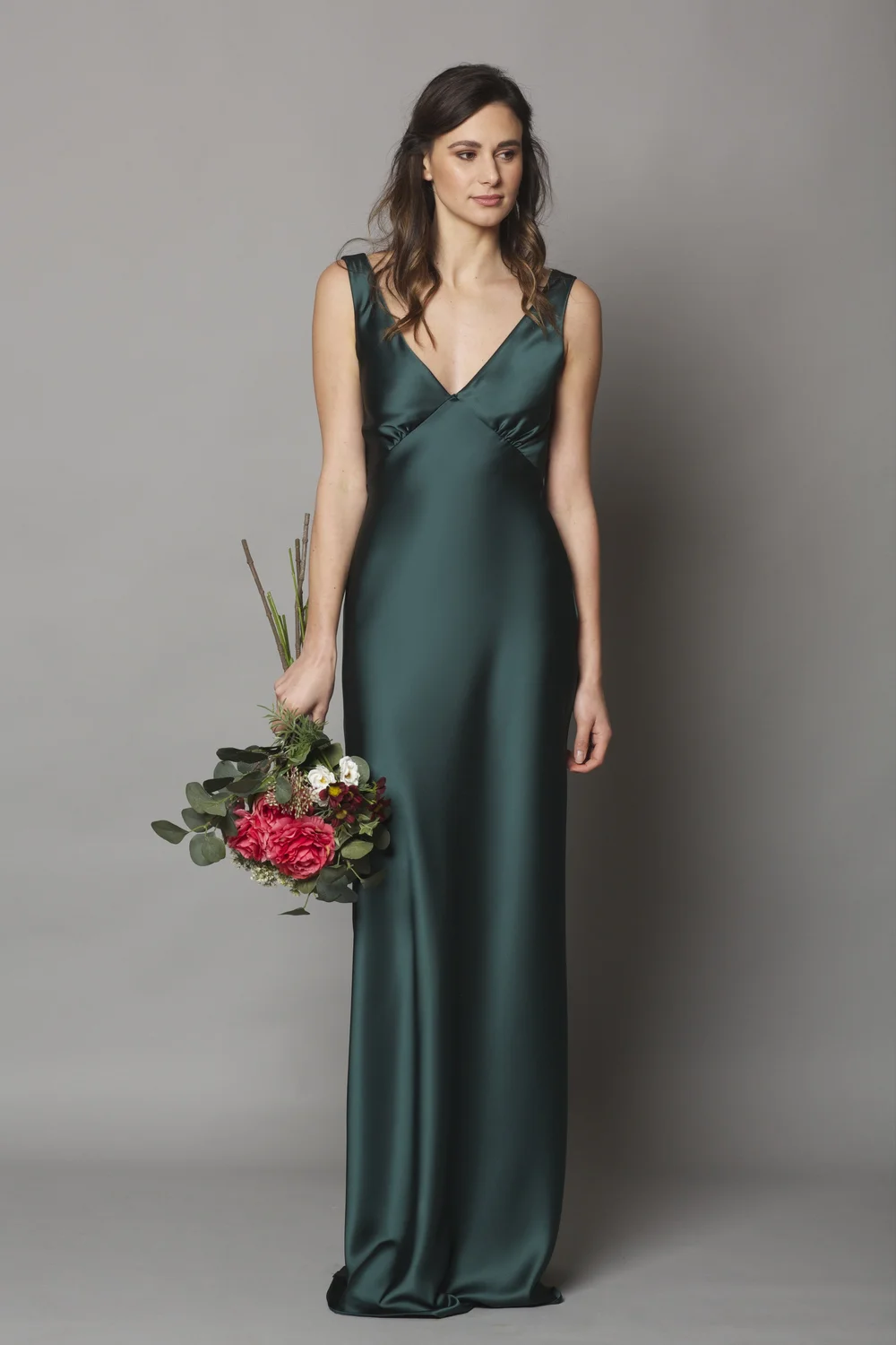 Coco V Neck Satin Dress Hunter Green DRESSCODE Coco V Neck Satin Dress Hunter Green DRESSCODE