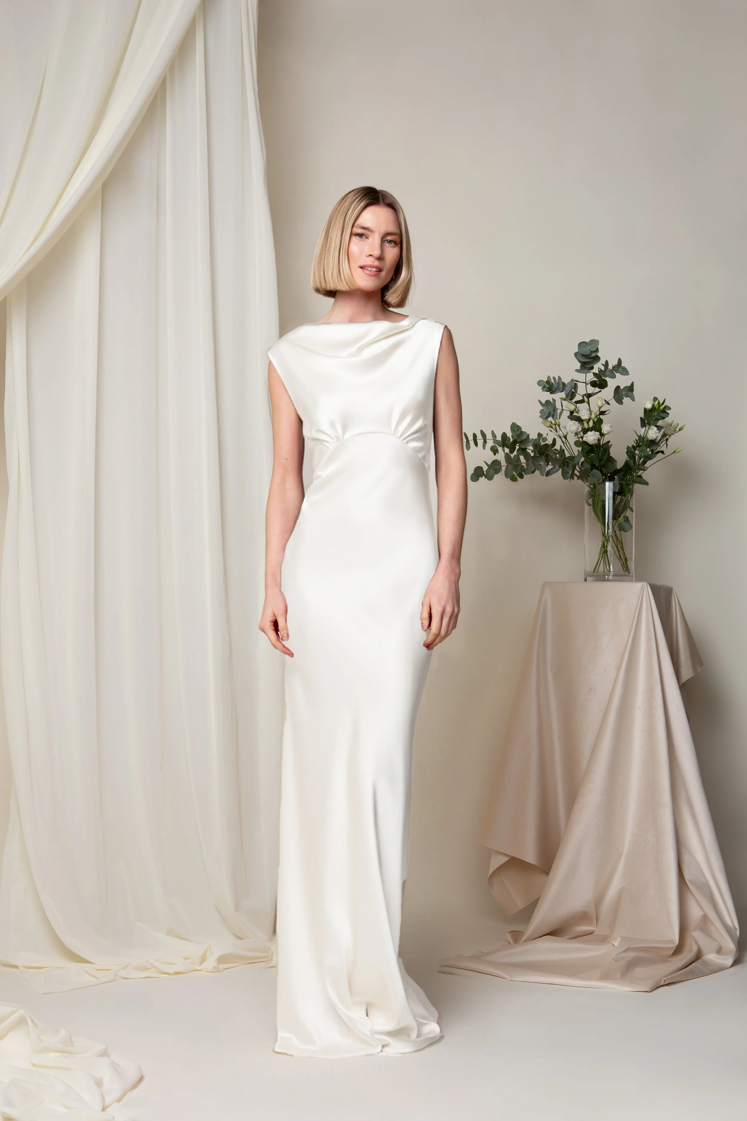 Coco Cowl Neck Satin Dress