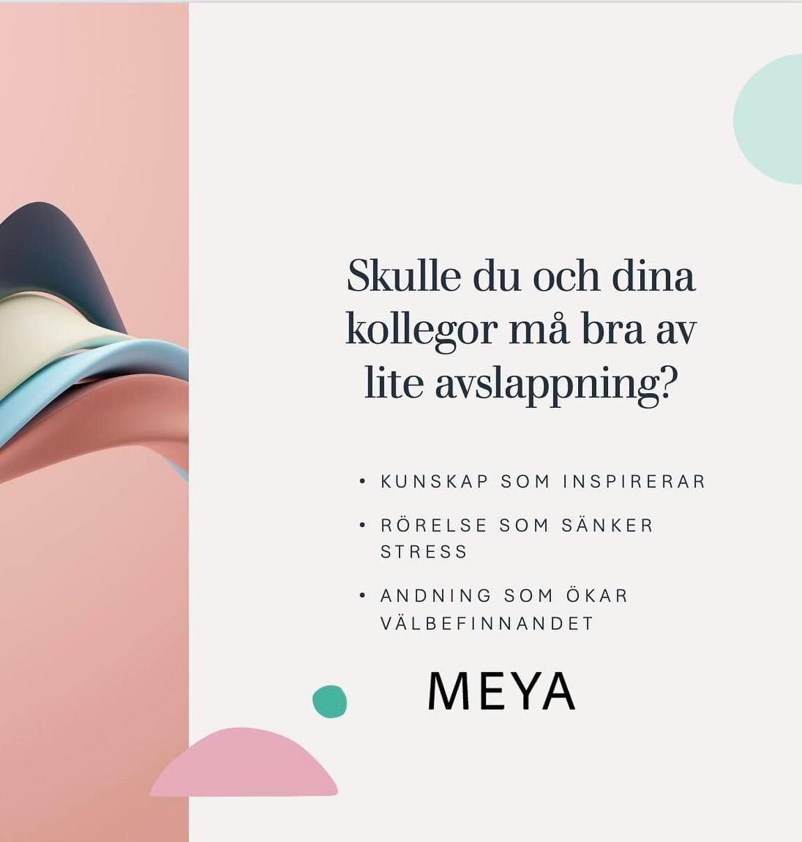 🌱 Skulle du och dina kollegor vilja m&aring; b&auml;ttre p&aring; jobbet samtidigt som ni m&ouml;jligg&ouml;r utbildning i mental h&auml;lsa f&ouml;r barn och unga?

🗻 Vi som jobbar med Meya minds h&aring;ller inte bara barn &amp; ungdomsklasser. V