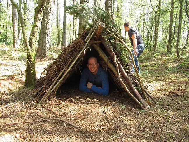 One person natural shelter on our Introduction to Bushcraft Course