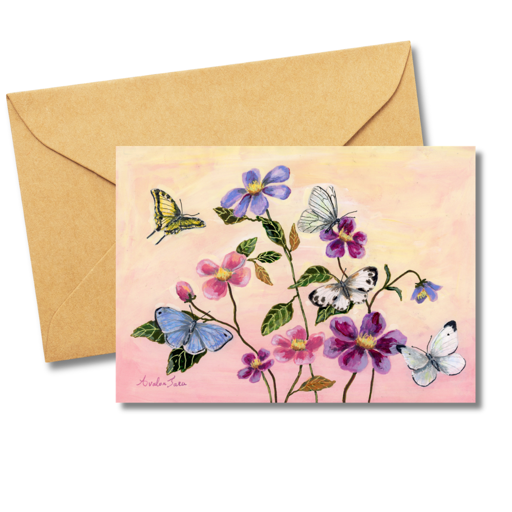 Butterflies Flowers Card
