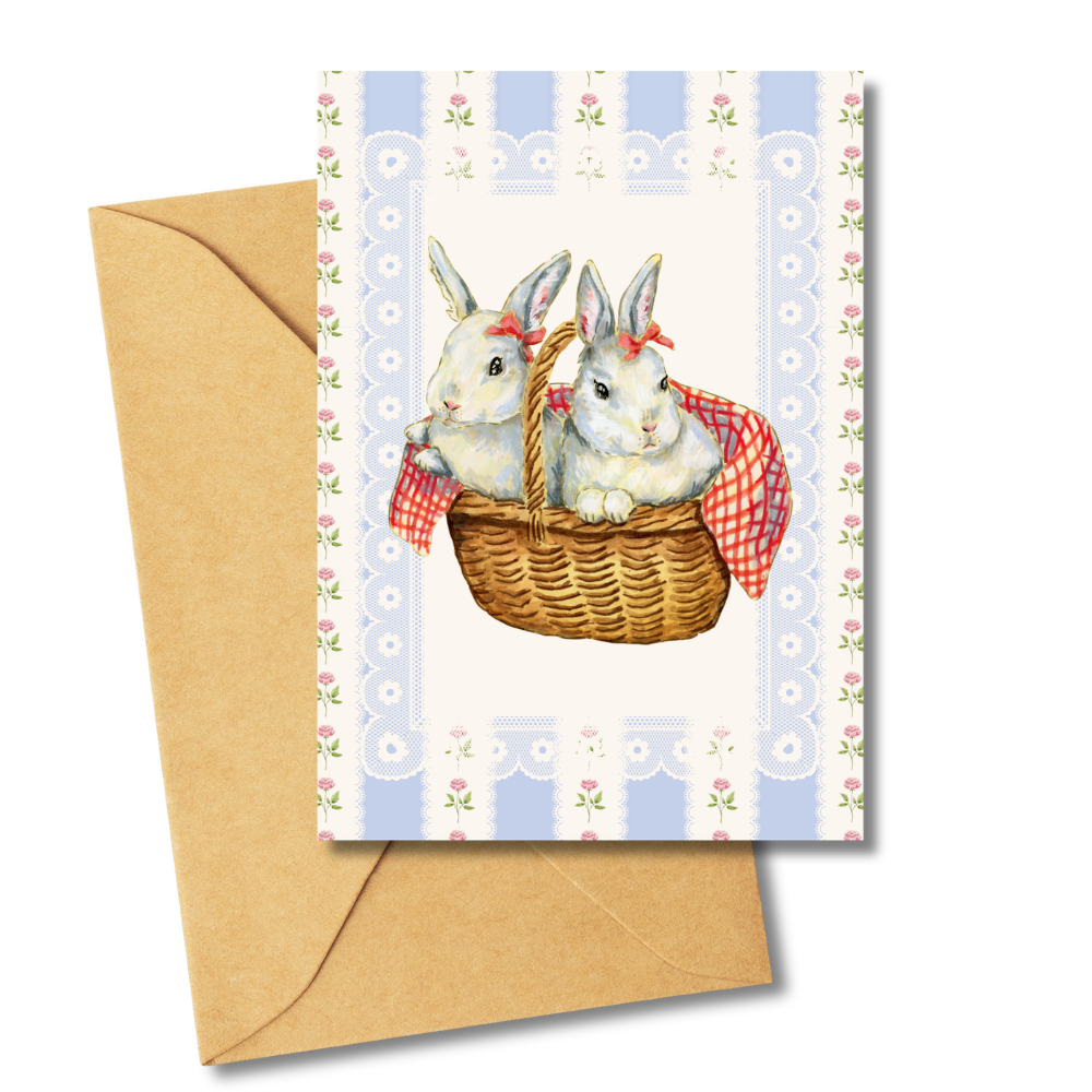 Bunnies in Basket Card