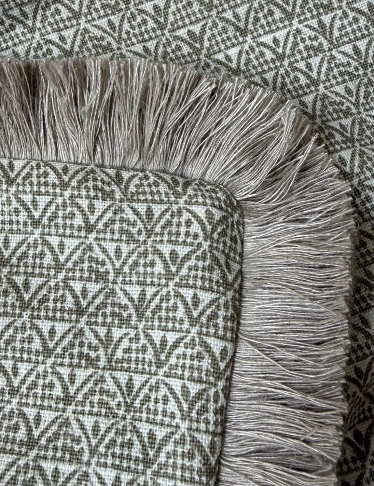 Two of our favorites - Sprig linen from @cloth_print_co trimmed with Flax brushed fringing from @ingeholst_textiles 

Cushions don&rsquo;t have to be boring 🥱 

We can assist you with making statement cushions for your interiors  #magill 
So many ch