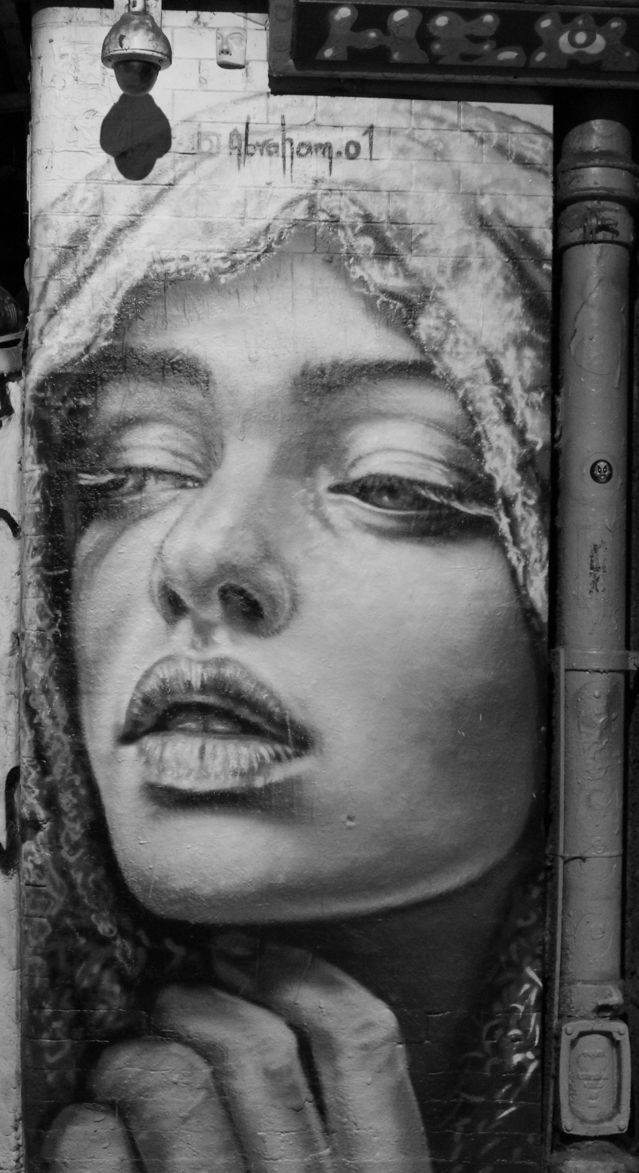 © Julie Wilkin – Face 2 (B&W) at The Graffiti Tunnel, Leake St, London