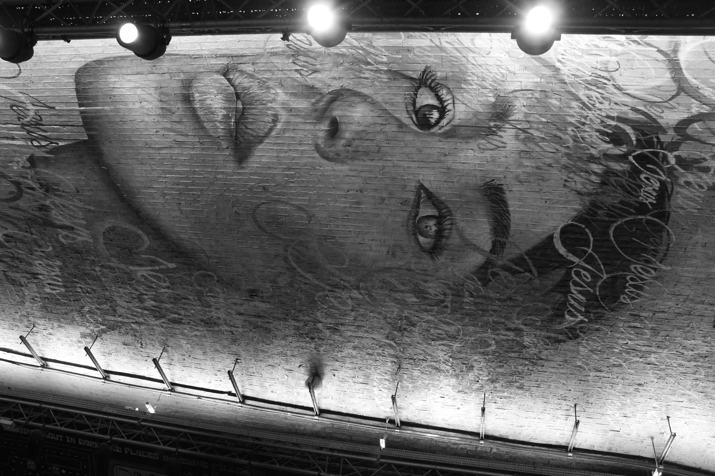 © Julie Wilkin – Face (B&W) at The Graffiti Tunnel, Leake St, London