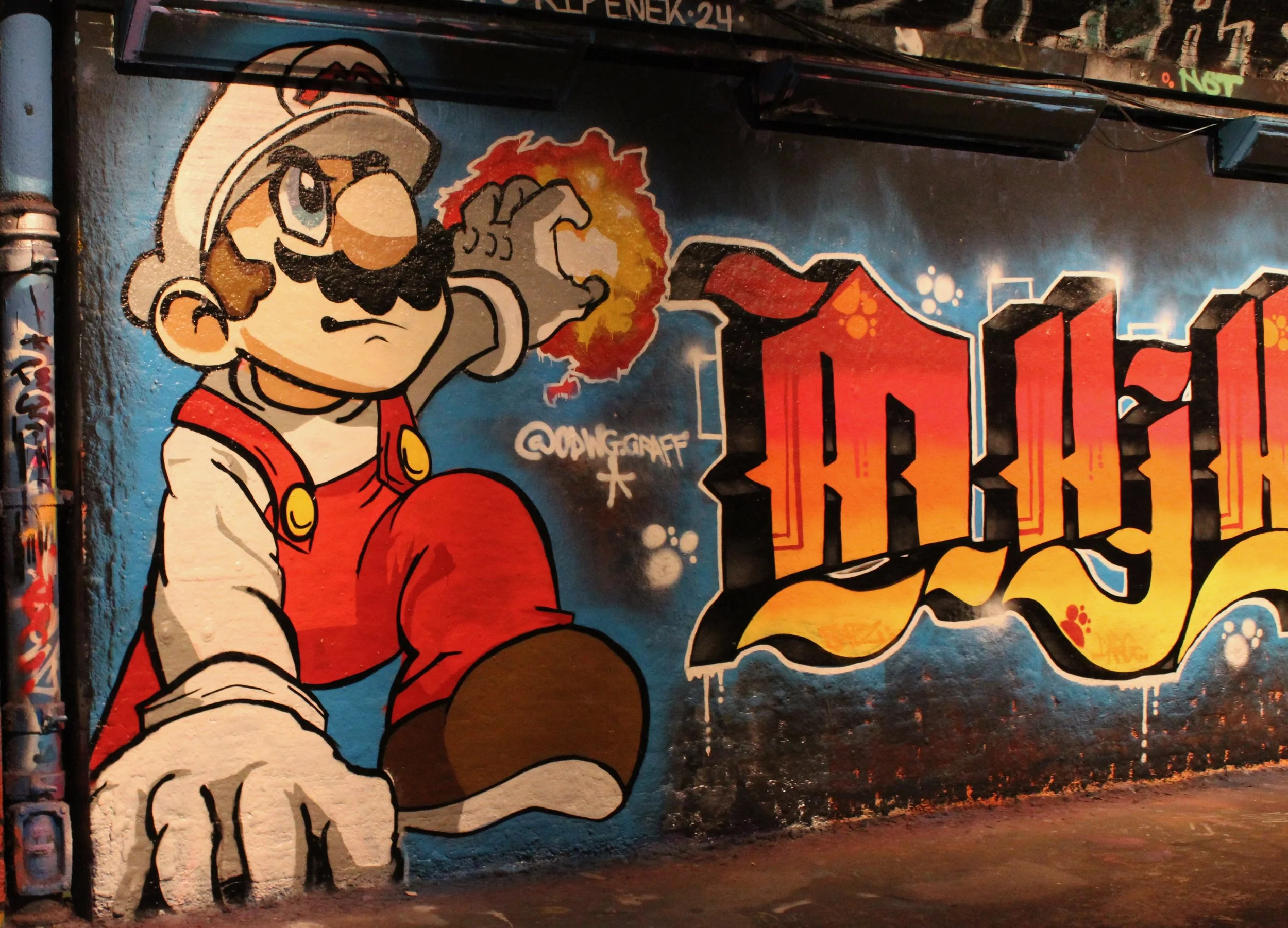 © Julie Wilkin – Mario at The Graffiti Tunnel, Leake St, London