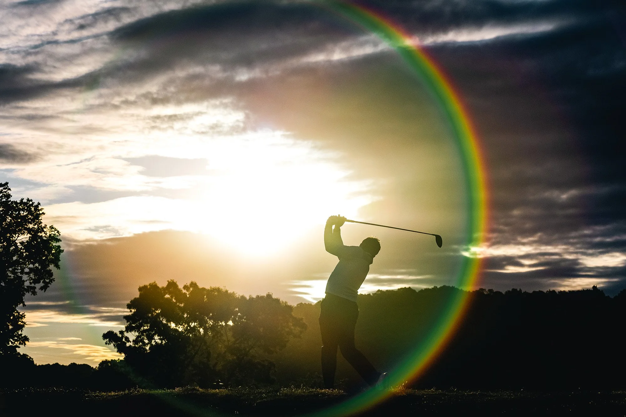 Golfer at sunset in Loudon County
