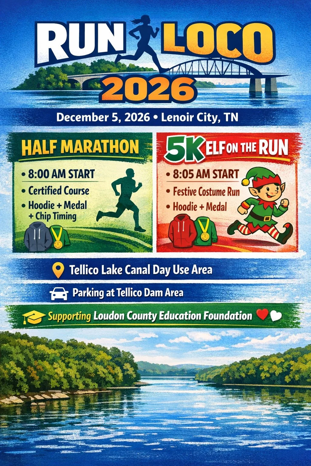 Run LoCo 2026 Half Marathon & 5K Elf on the Run – Lenoir City, TN