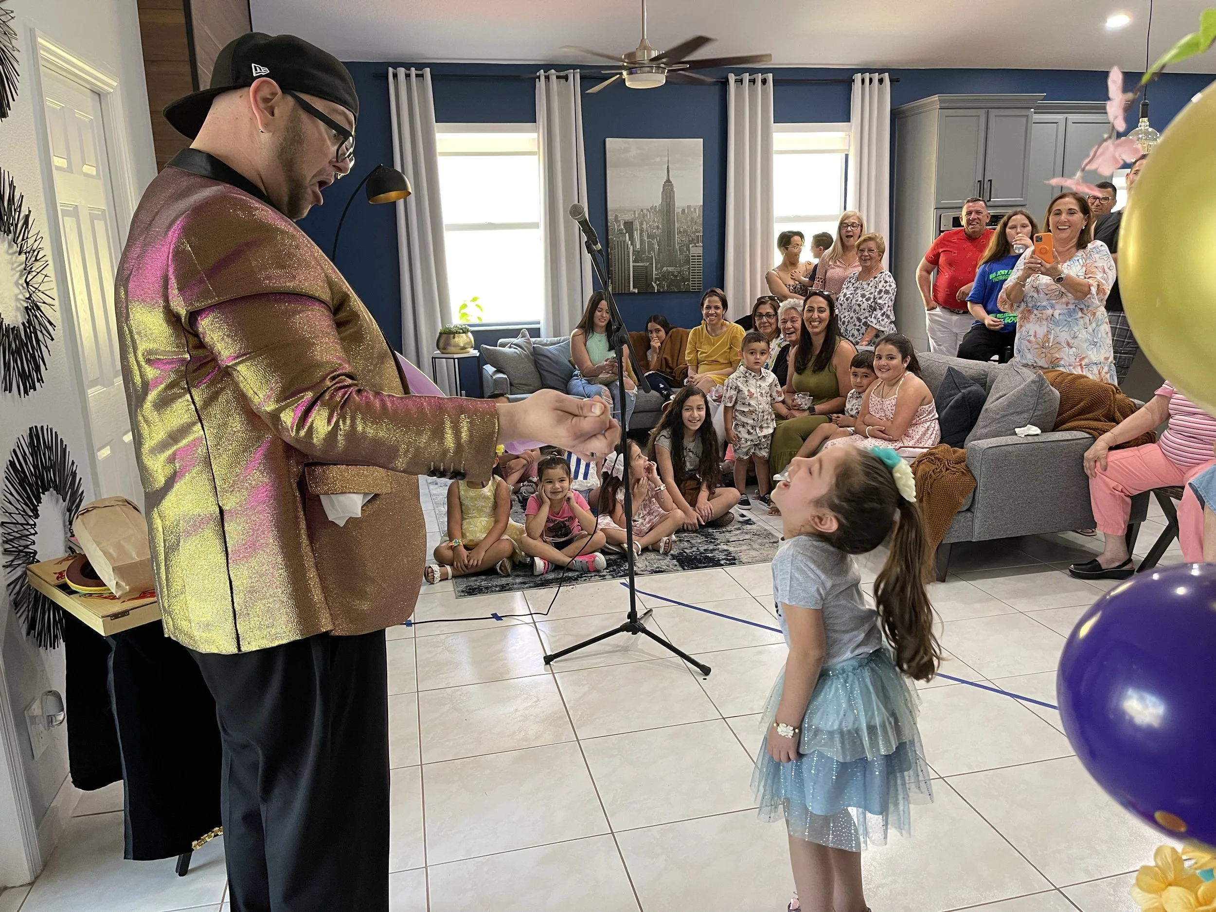 Magician entertaining private party with magic