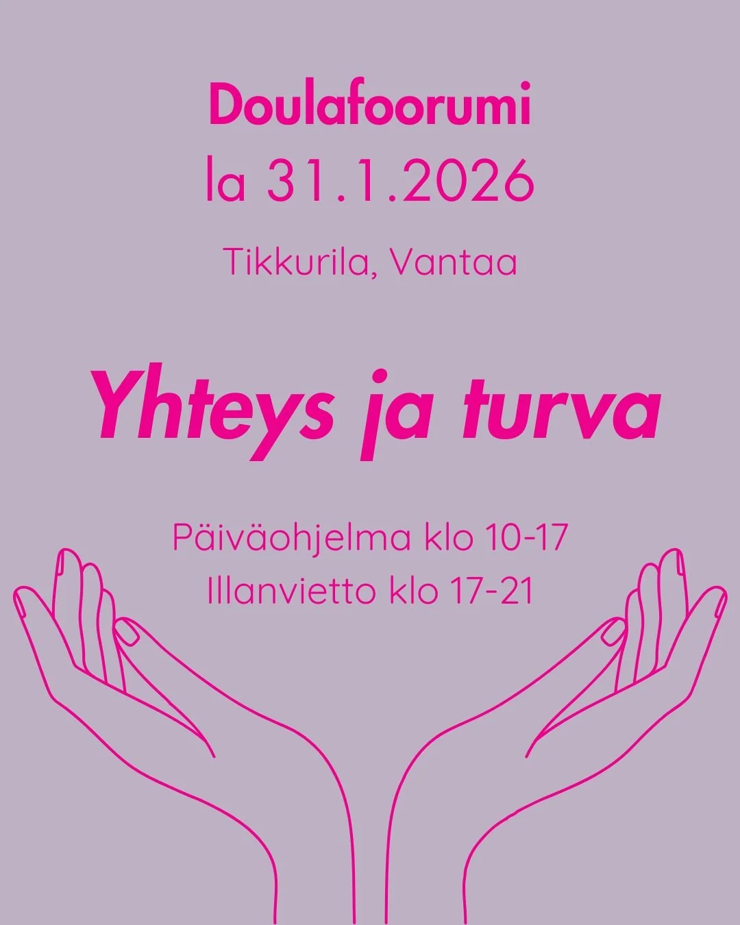 Hei apua, tai siis wau, Doulafoorumi on jo ENSI KUUSSA! 🤩

J&auml;ljell&auml; on viel&auml; kuusi paikkaa, olisiko yksi niist&auml; sinulle? 👀

P&auml;iv&auml; on suunnattu erityisesti synnytys-, postpartum- ja kuolindoulille, mutta toivotamme terv