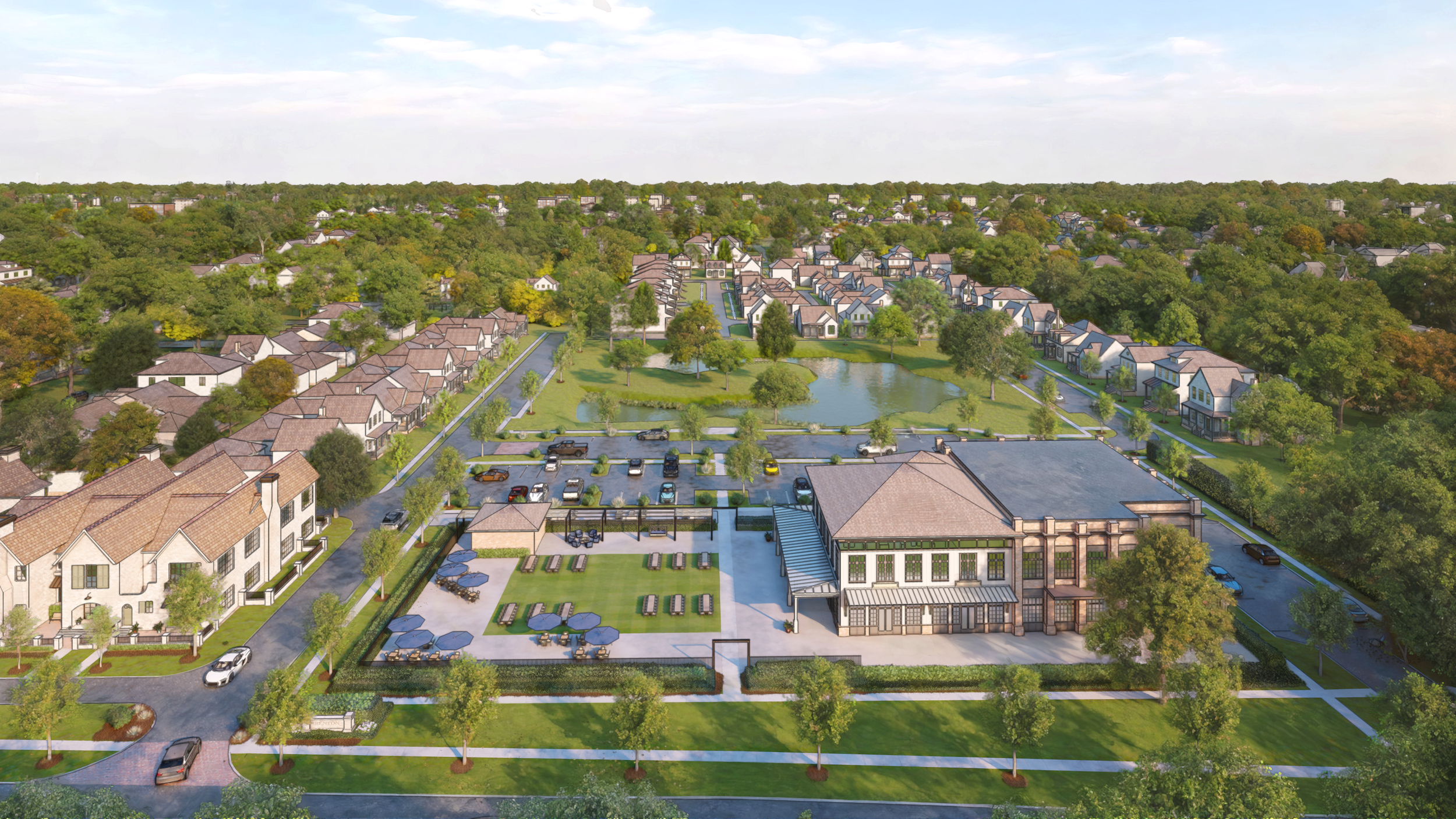 Aerial View — community rendering for Benton at Magnolia Woods