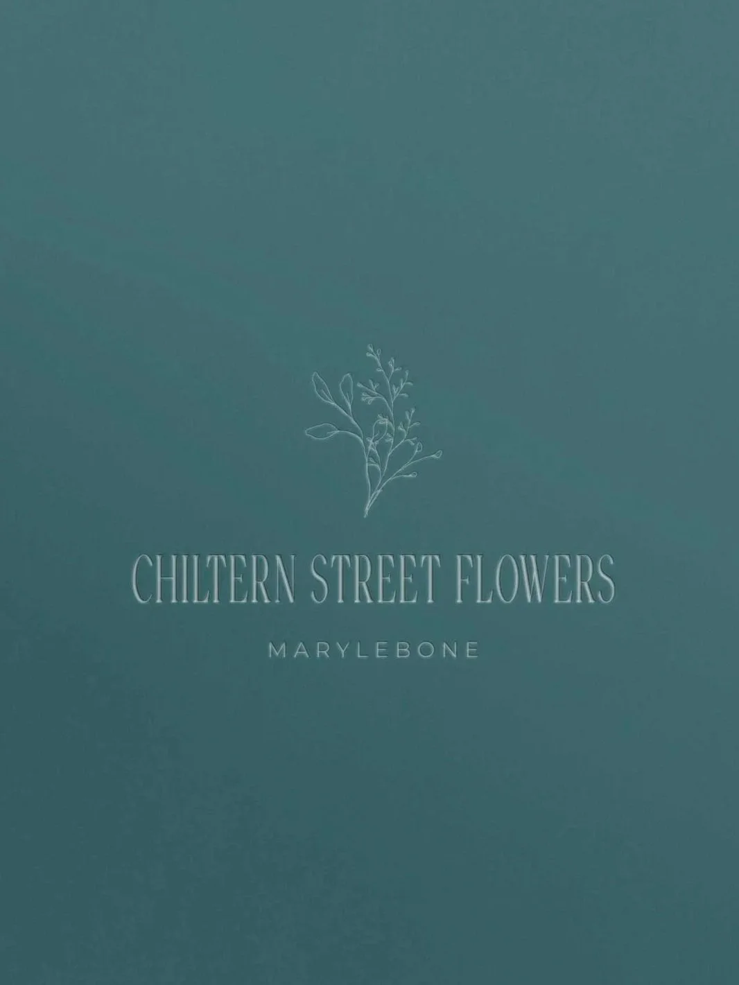 Book cover titled "Chiltern Street Flowers" by Marylebone, featuring a simple line drawing of a plant or flower on a teal background.