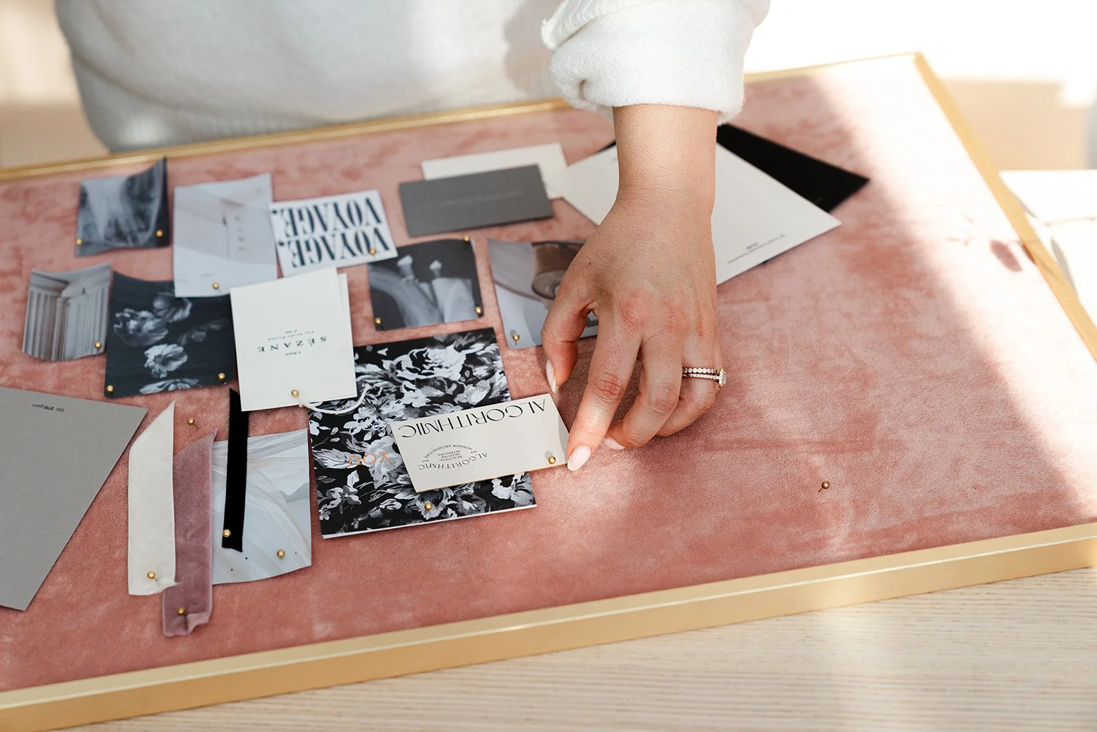 Brand Designer creating a moodboard for a project in Leamington Spa