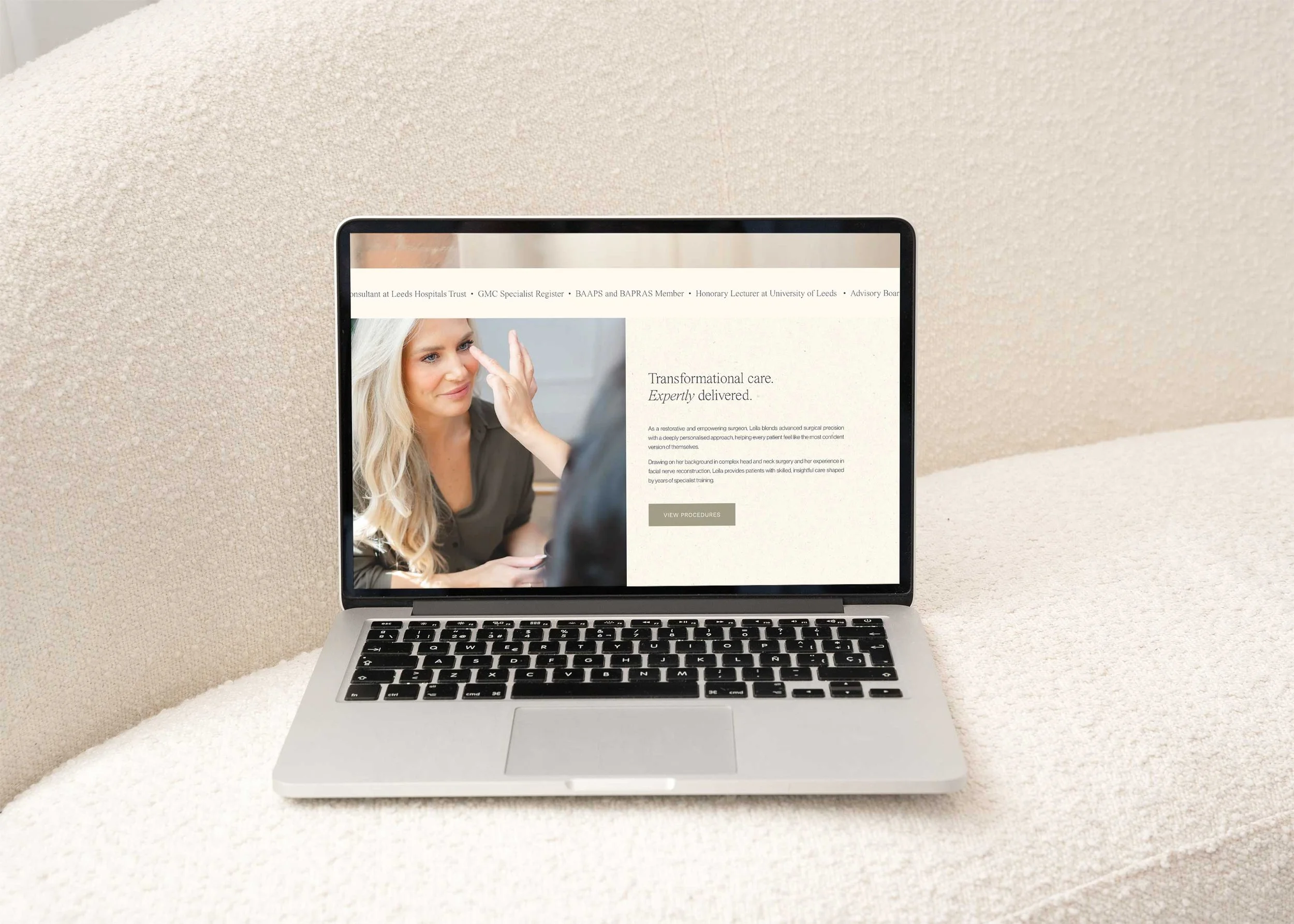 Custom procedure page on an aesthetic plastic surgeon website