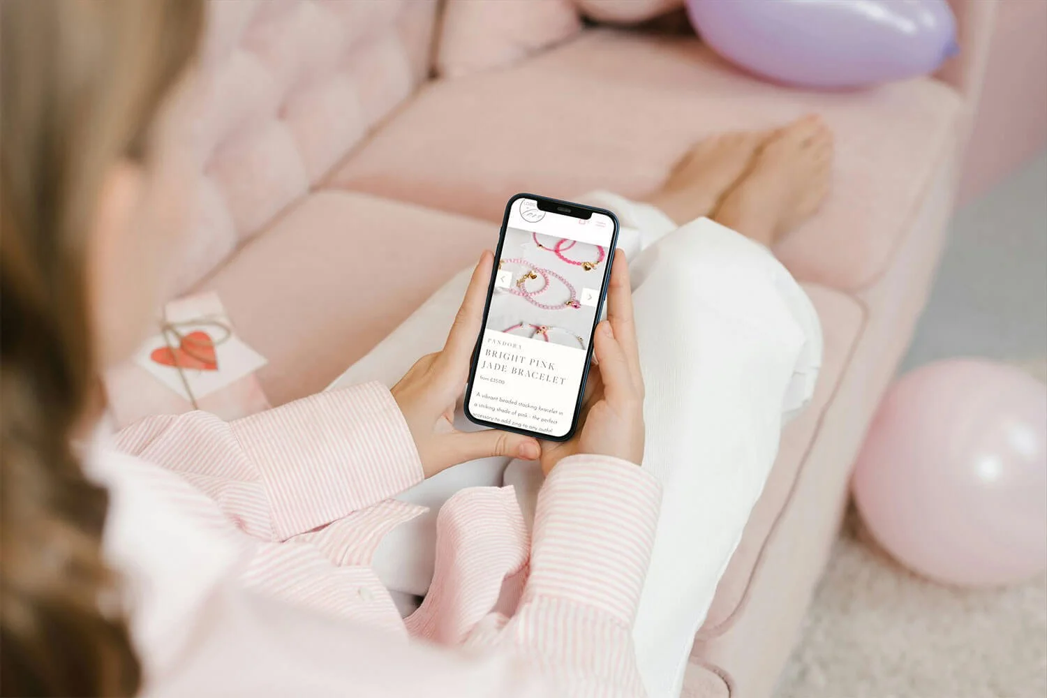 Pale Pink E-commerce website design shown on mobile