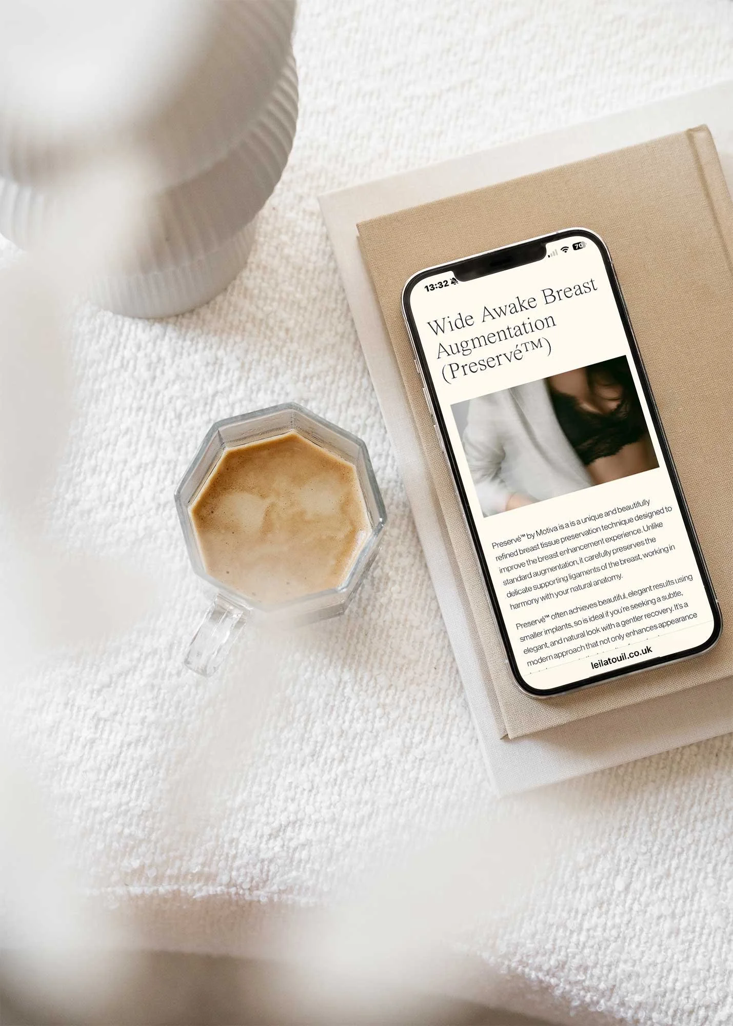 Mobile view of an aesthetic clinic website design 