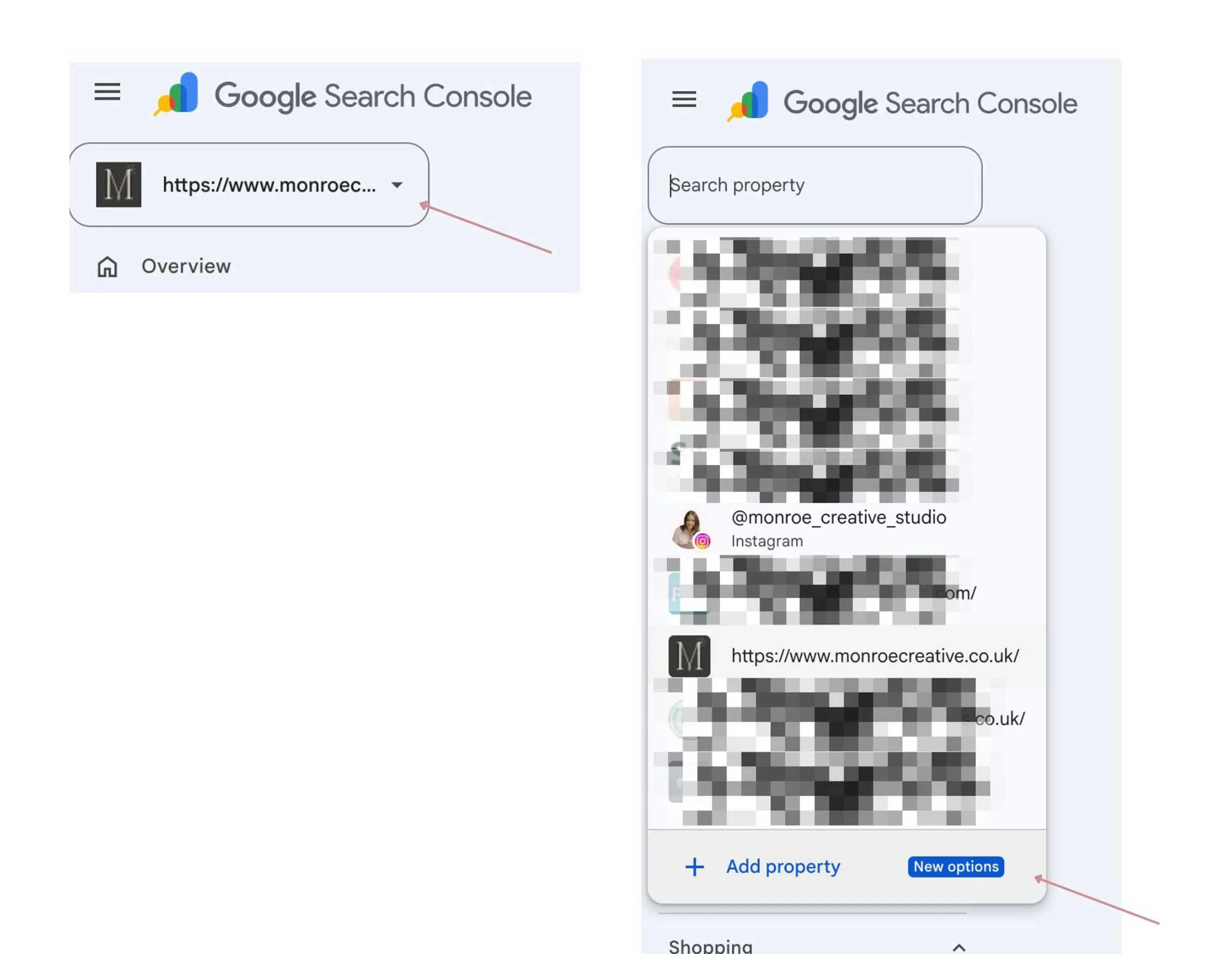 Connecting a social account to Google Search Console