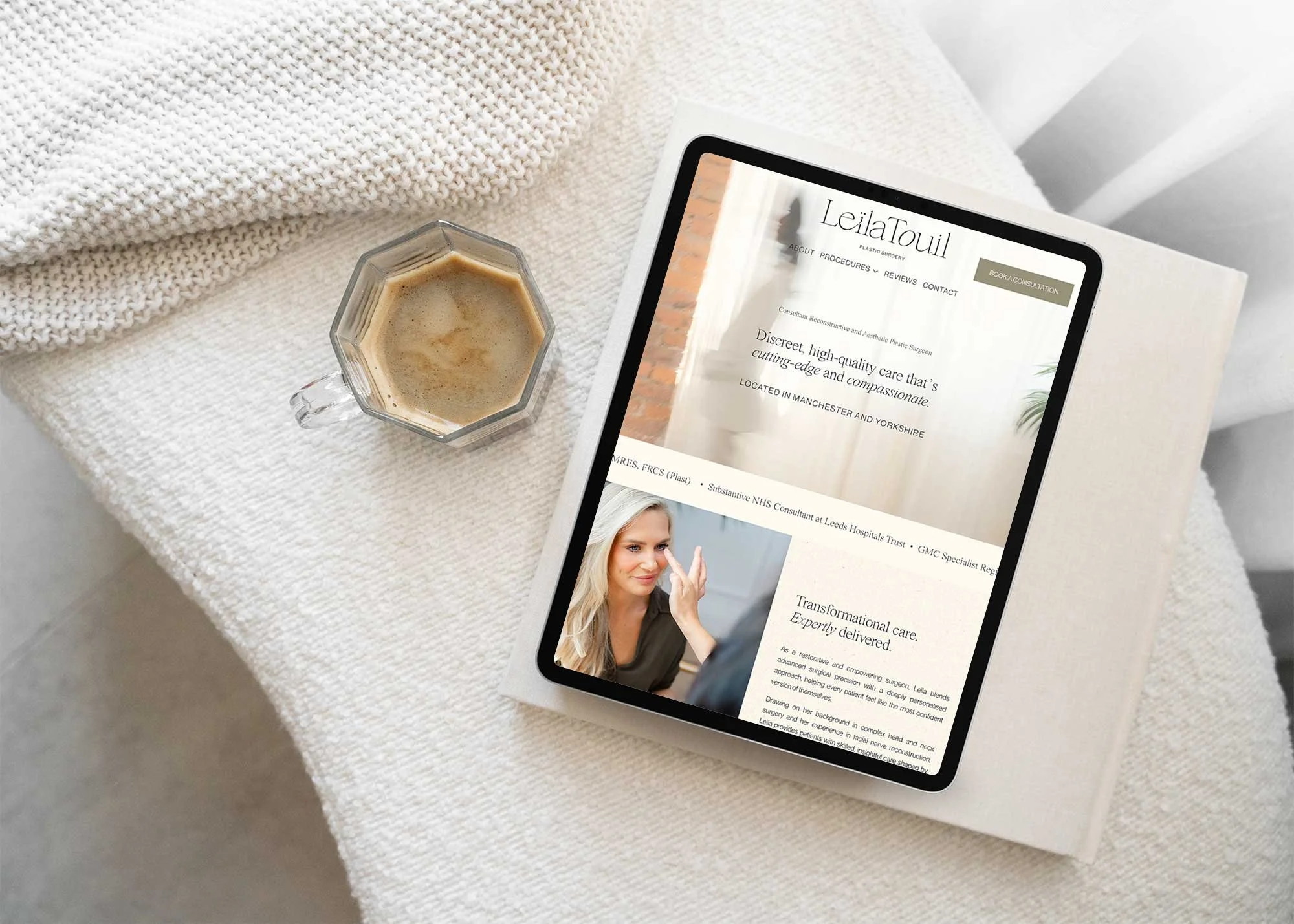 Procedure page layout with treatment journey on a female plastic surgeon website