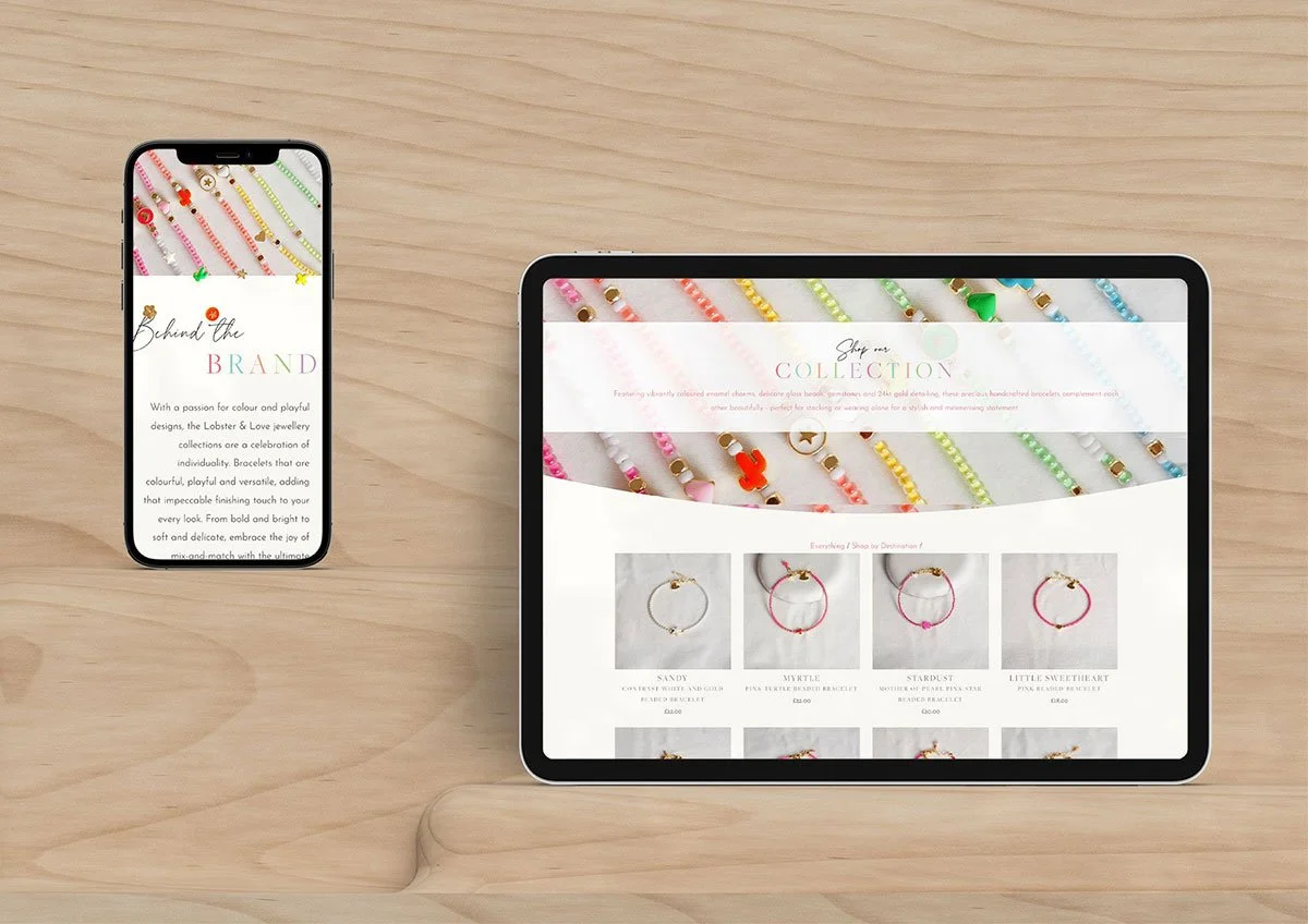 Colourful E-commerce website design shown on ipad
