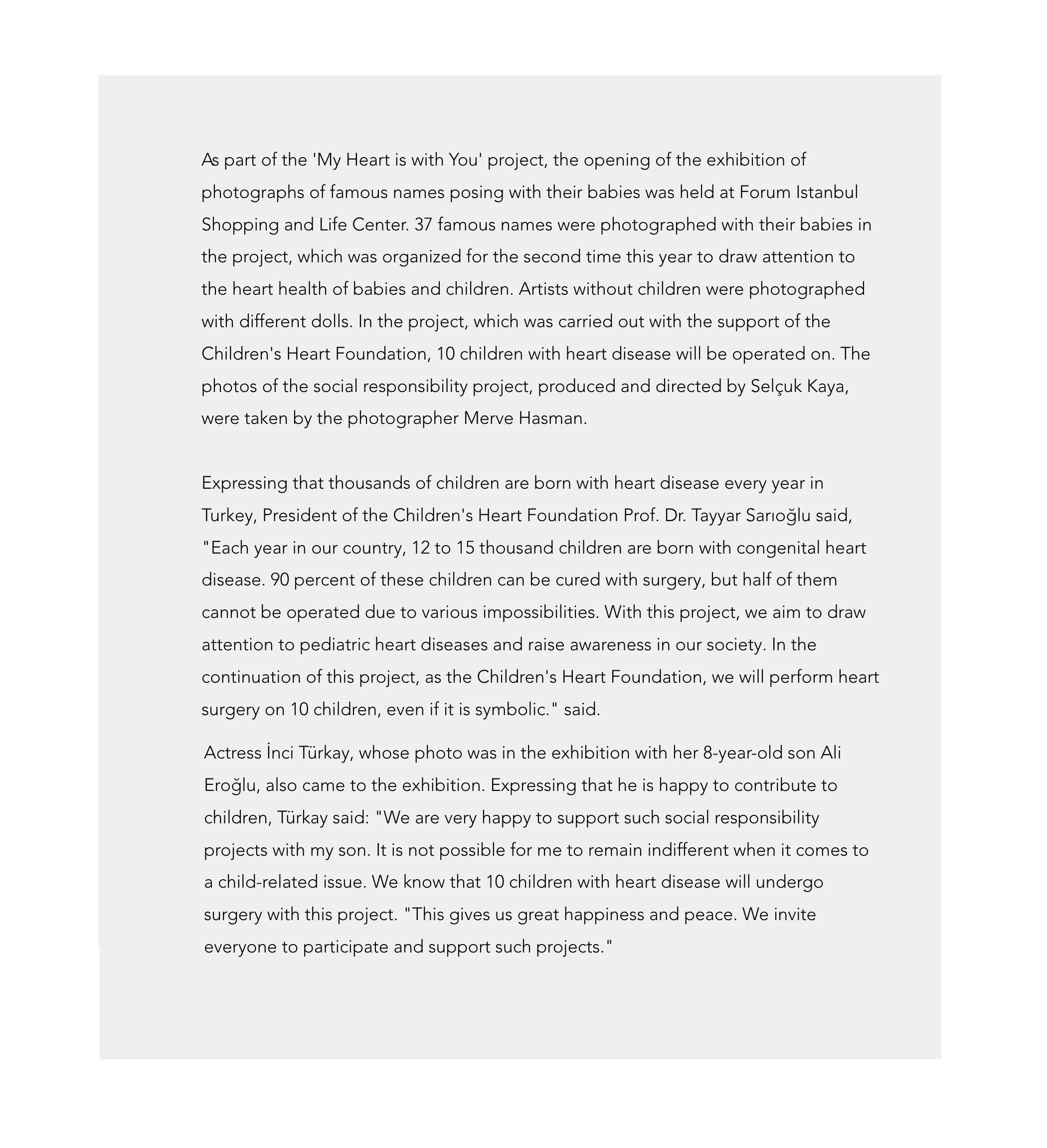 ''Kalbim Seninle'' - Fundraising Project - https://www.ckv.org.tr/projects/kalbim-seninle - February 2013