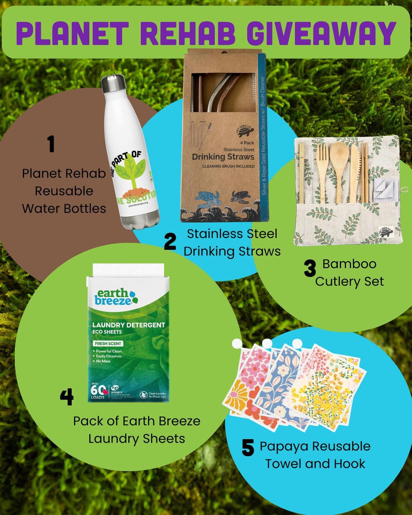 First we want to thank everyone for your support so far with our Earth Week campaign 💚

We are doing an AWESOME giveaway for some sustainable prizes! Swipe through to see how you can win and support our efforts 🌎

#planetrehab #sustainableliving #a