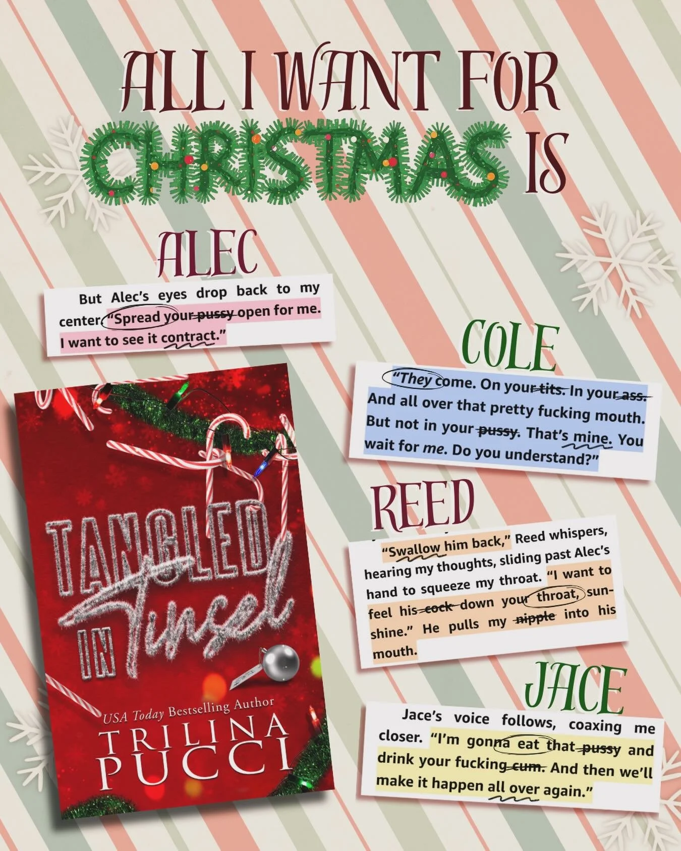 𝐍𝐚𝐮𝐠𝐡𝐭𝐲 𝐥𝐢𝐬𝐭? 𝐈 𝐚𝐦 𝐭𝐡𝐞 𝐥𝐢𝐬𝐭 𝐚𝐧𝐝 𝐦𝐲 𝐟𝐨𝐮𝐫 𝐛𝐨𝐬𝐬𝐞𝐬 𝐚𝐫𝐞 𝐜𝐡𝐞𝐜𝐤𝐢𝐧𝐠 𝐢𝐭 𝐭𝐰𝐢𝐜𝐞.
📖: 𝑻𝒂𝒏𝒈𝒍𝒆𝒅 𝑰𝒏 𝑻𝒊𝒏𝒔𝒆𝒍 𝒃𝒚 𝑻𝒓𝒊𝒍𝒊𝒏𝒂 𝑷𝒖𝒄𝒄𝒊 
#bookfyp #trilinapucci #spicybooks #whychooseromance #why