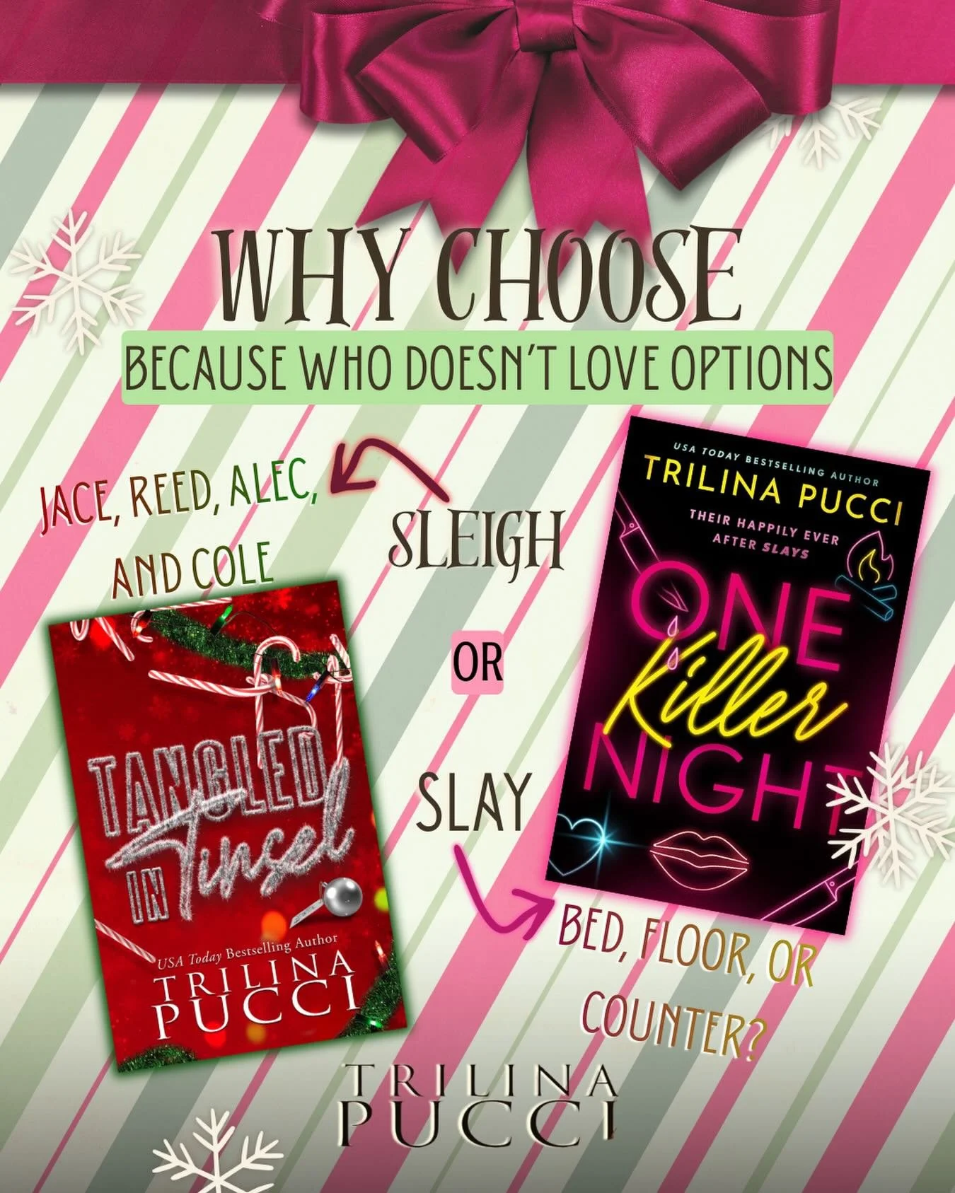 𝐖𝐡𝐲 𝐜𝐡𝐨𝐨𝐬𝐞? 𝐒𝐥𝐞𝐢𝐠𝐡 𝐰𝐢𝐭𝐡 𝐟𝐨𝐮𝐫 𝐦𝐞𝐧&hellip; 𝐨𝐫 𝐬𝐥𝐚𝐲 𝐰𝐢𝐭𝐡 𝐨𝐧𝐞 𝐰𝐡𝐨&rsquo;𝐬 𝐚 𝐰𝐚𝐥𝐤𝐢𝐧𝐠 𝐫𝐞𝐝 𝐟𝐥𝐚𝐠.
📖: 𝑻𝒂𝒏𝒈𝒍𝒆𝒅 𝑰𝒏 𝑻𝒊𝒏𝒔𝒆𝒍 𝒃𝒚 𝑻𝒓𝒊𝒍𝒊𝒏𝒂 𝑷𝒖𝒄𝒄𝒊
📖: 𝑶𝒏𝒆 𝑲𝒊𝒍𝒍𝒆𝒓 𝑵𝒊𝒈𝒉𝒕