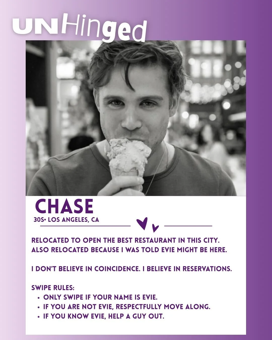 𝐖𝐞𝐥𝐜𝐨𝐦𝐞 𝐭𝐨 𝐭𝐡𝐞 𝐝𝐚𝐭𝐢𝐧𝐠 𝐚𝐩𝐩 𝐔𝐧𝐇𝐢𝐧𝐠𝐞𝐝&hellip; 𝐲𝐨𝐮 𝐧𝐞𝐯𝐞𝐫 𝐤𝐧𝐨𝐰 𝐰𝐡𝐚𝐭 𝐤𝐢𝐧𝐝 𝐨𝐟 𝐜𝐡𝐚𝐫𝐚𝐜𝐭𝐞𝐫𝐬 𝐲𝐨𝐮&rsquo;𝐥𝐥 𝐦𝐚𝐭𝐜𝐡 𝐰𝐢𝐭𝐡 𝐨𝐧 𝐡𝐞𝐫𝐞.😂😬
Who do you have a crush on more&mdash;Evie or Chas