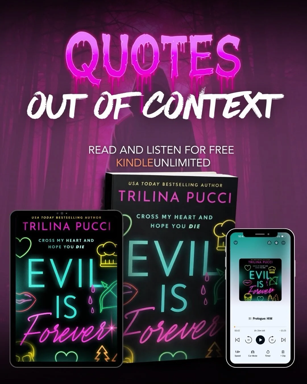 ✨𝐎𝐔𝐓 𝐎𝐅 𝐂𝐎𝐍𝐓𝐄𝐗𝐓 𝐐𝐔𝐎𝐓𝐄𝐒✨ 𝗳𝗿𝗼𝗺 𝙀𝙫𝙞𝙡 𝙄𝙨 𝙁𝙤𝙧𝙚𝙫𝙚𝙧🔪💀 𝗕𝗼𝗼𝗸 𝟮 𝗶𝗻 𝘁𝗵𝗲 𝙏𝙤 𝘿𝙞𝙚 𝙁𝙤𝙧 𝙎𝙚𝙧𝙞𝙚𝙨 𝗯𝘆 𝗧𝗿𝗶𝗹𝗶𝗻𝗮 𝗣𝘂𝗰𝗰𝗶
Available on kindle unlimited