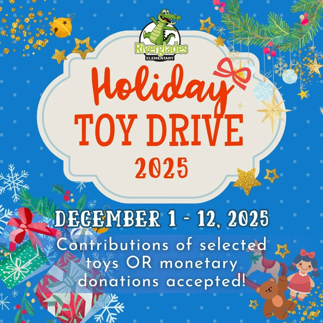 Black Friday &amp; Cyber Monday sales are the perfect opportunity to pick up some gifts for Riverglades' Holiday Toy Drive! Your contributions will help make holiday magic for kids in need in our own community at our Title I sister schools, Park Ridg
