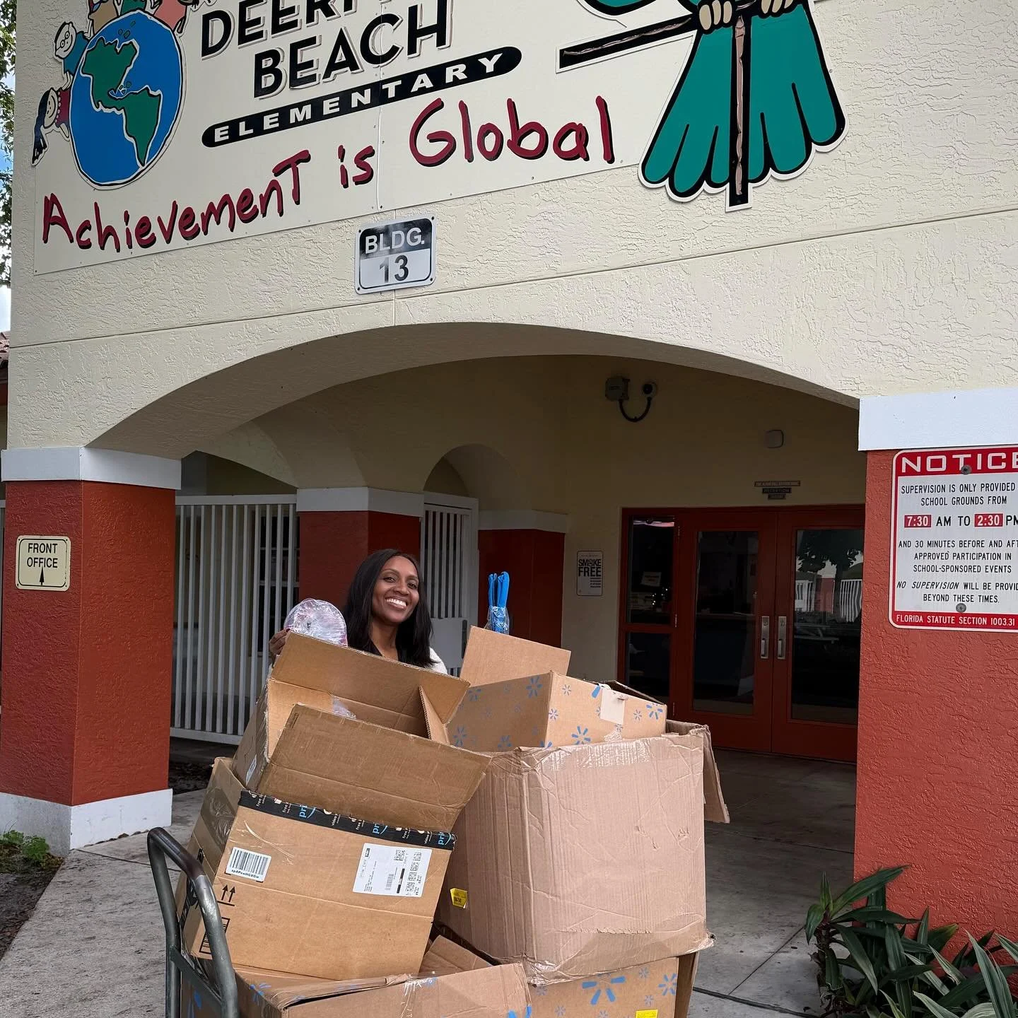 We were so thrilled to be able to deliver holiday gifts for some special kids at our Title I sister schools, Deerfield Beach Elementary and Park Ridge Elementary! Thank you so much gator families for your contributions of toys, wrapping materials, an