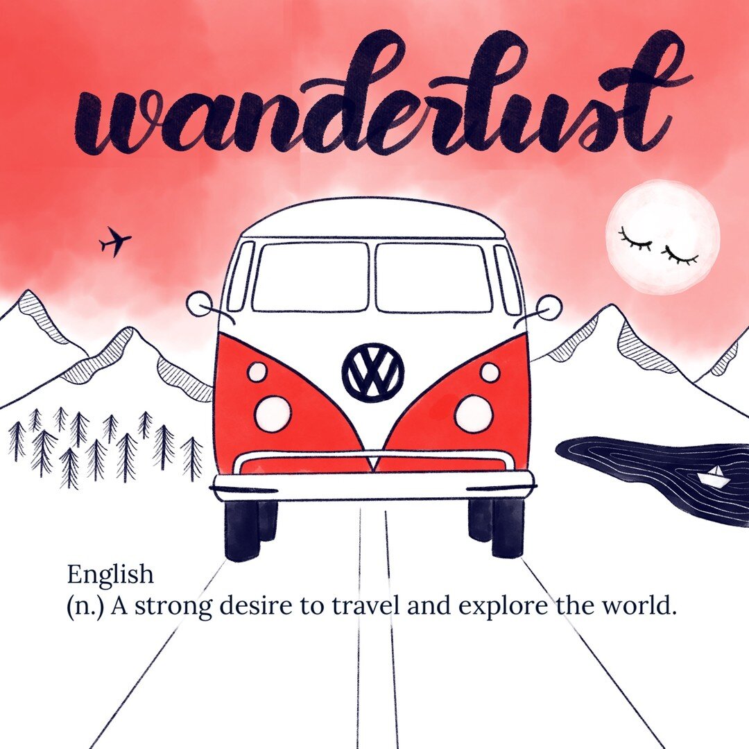 Wanderlust is my only English word in the 100 words chosen for the project. I had to include it in the list, as it&rsquo;s so special to me and I love its meaning! 94/100.
.
.
.
.
.
#The100DayProject #100daysofweirdwonderfulwords #The100DayProject201