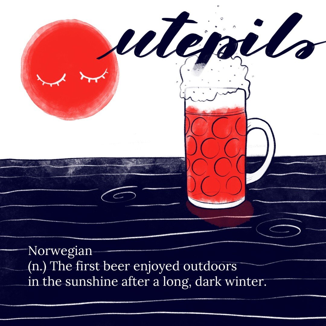 How wonderful is the first beer enjoyed outdoors in the sunshine after winter? Utepils is a Norwegian word that describes that exact feeling. 89/100.
.
.
.
.
.
#The100DayProject #100daysofweirdwonderfulwords #The100DayProject2018 #handlettering #lett