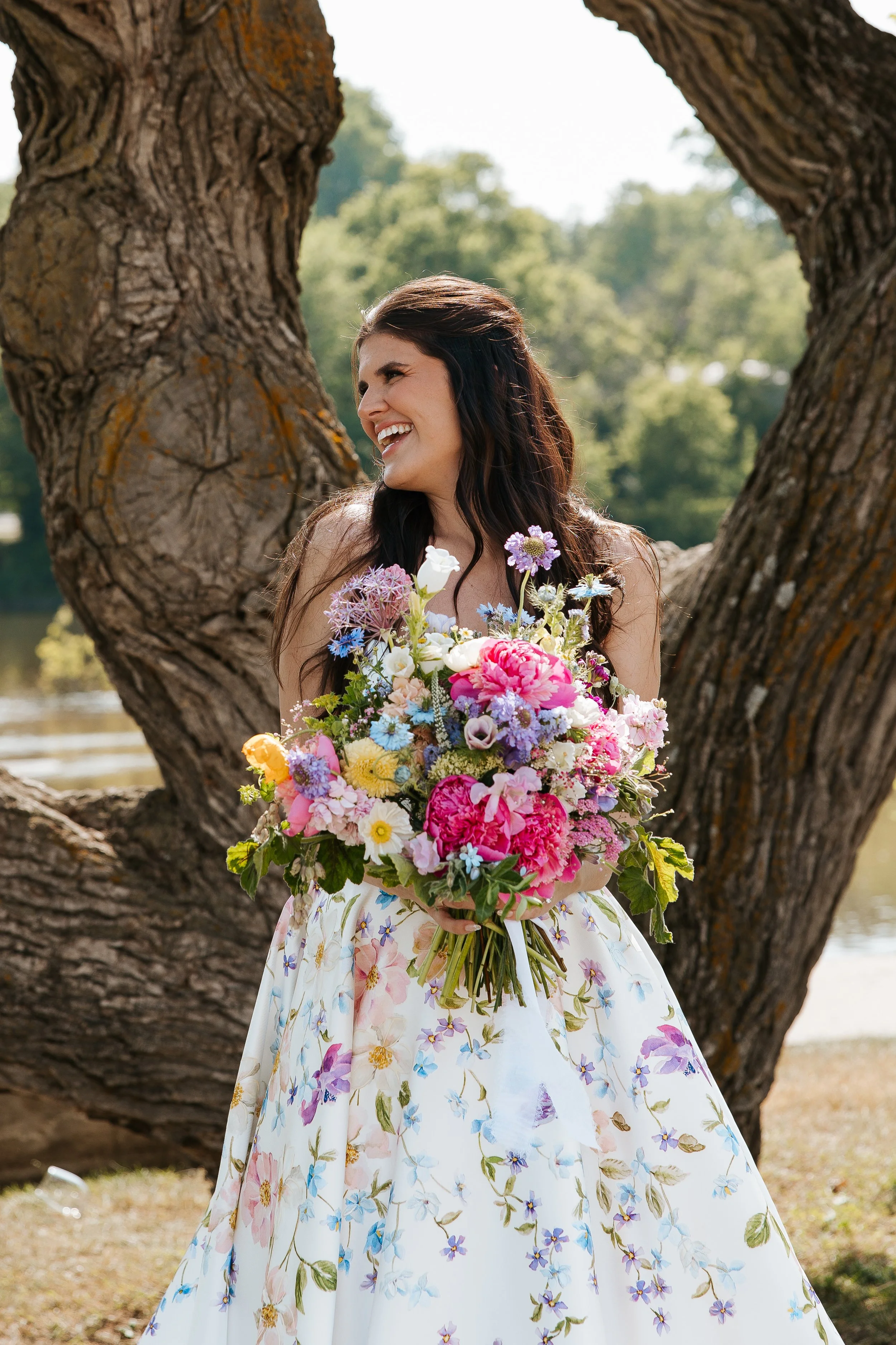 The most beautiful floral dress and a bouquet to match