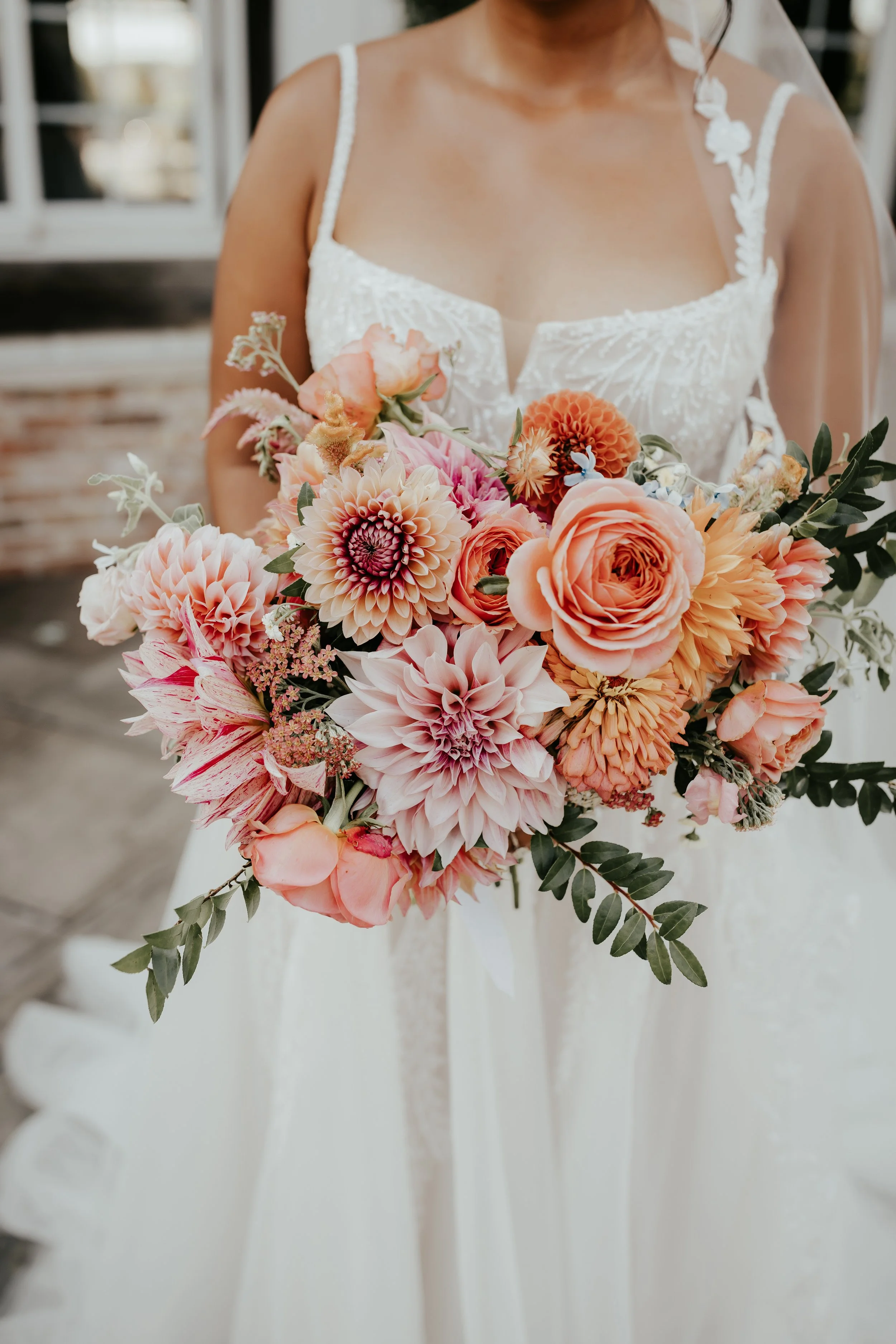Stunning pink + orange fall wedding at the Farmhouse
