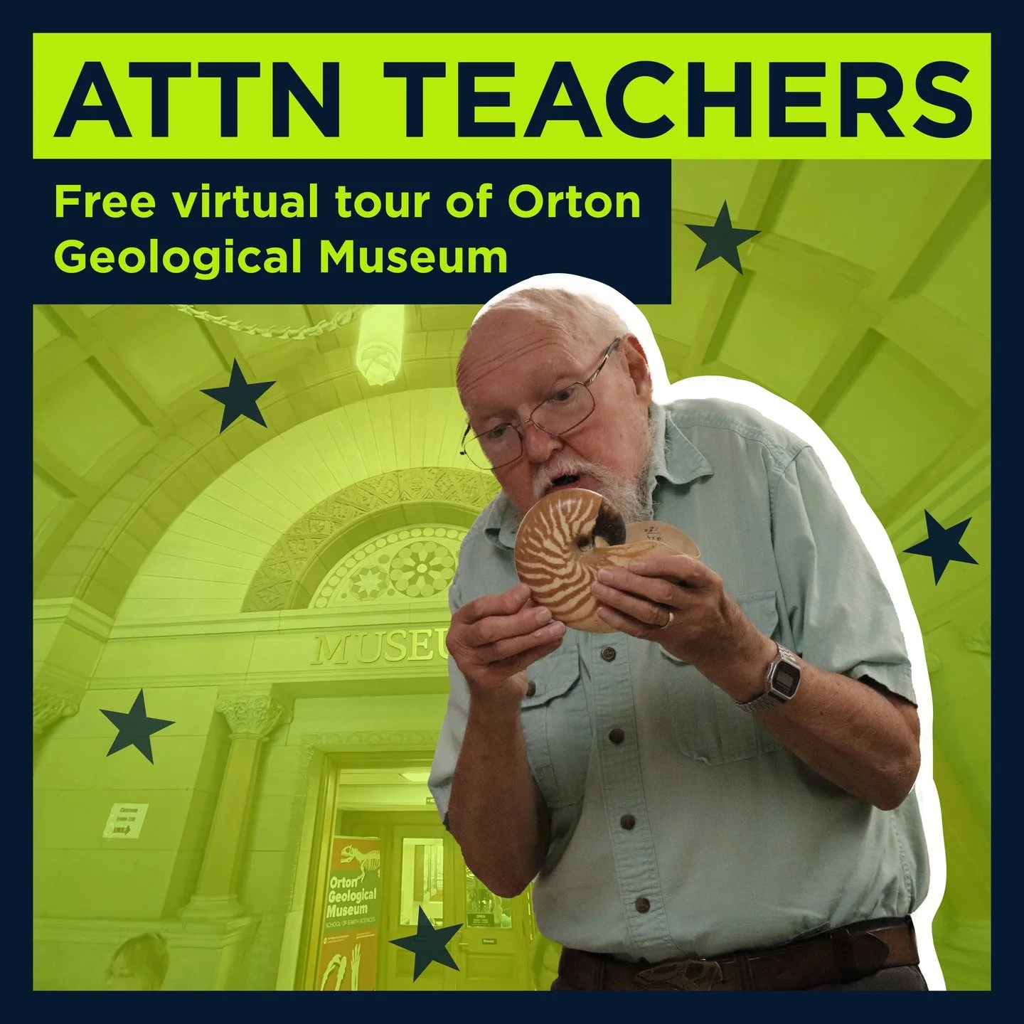 Reminder! 

We are hosting a live virtual geology webinar for Ohio educators next week, October 16 from 4 - 5PM! This is a unique opportunity to hear from Dale Gnidovec, Orton Geological Museum&rsquo;s Collections Manager &amp; Curator.

&quot;Dale m