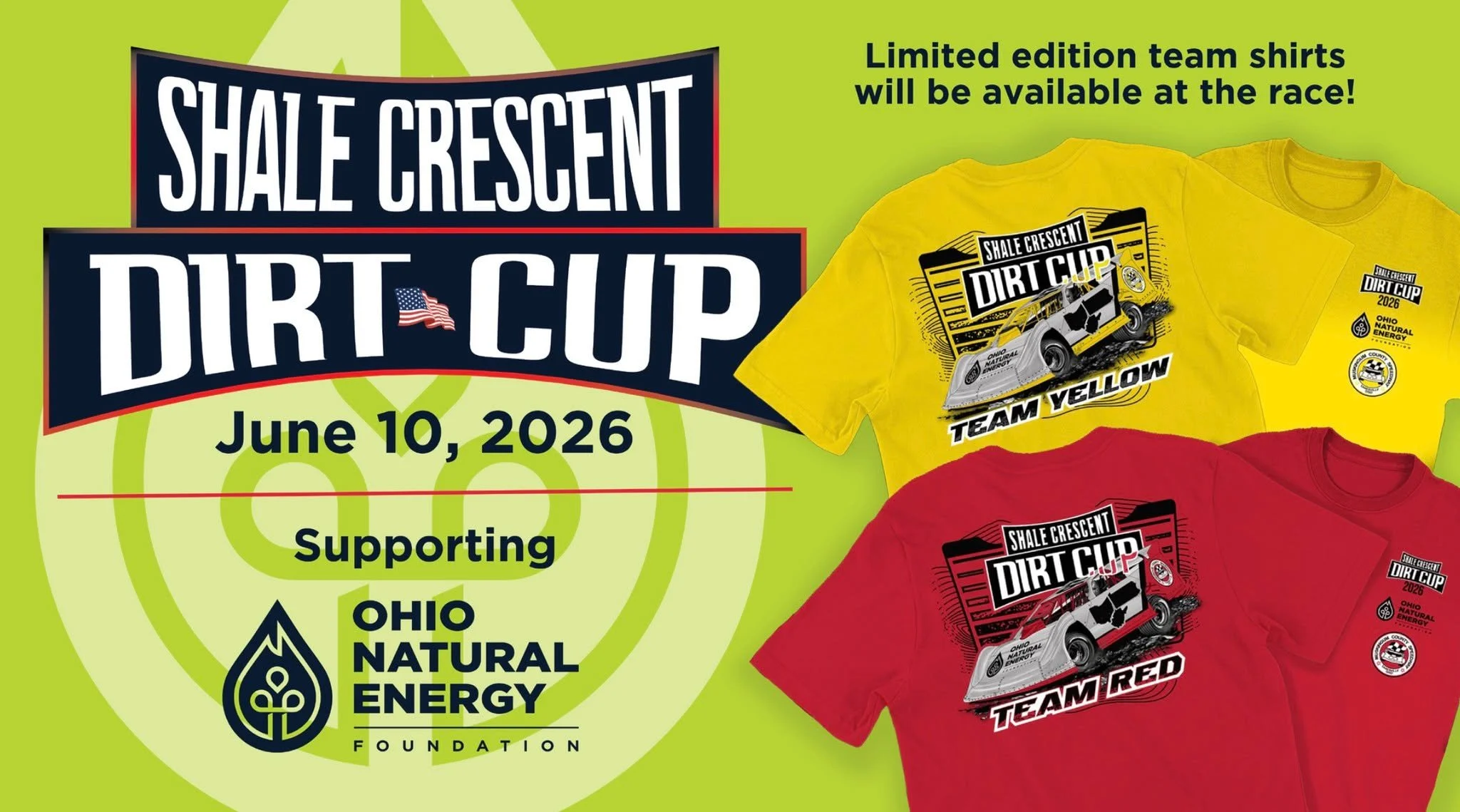 Less than ONE WEEK until the inaugural Shale Crescent Dirt Cup at the @muskingum.county.speedway! 

There will be exclusive race day merch, available for a donation to the Ohio Natural Energy Foundation. All proceeds will support the Foundation's sch